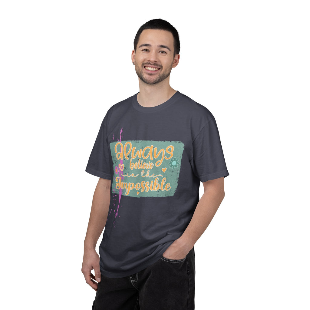 Textured Retro Believe In Impossible Unisex Garment-Dyed T-shirt