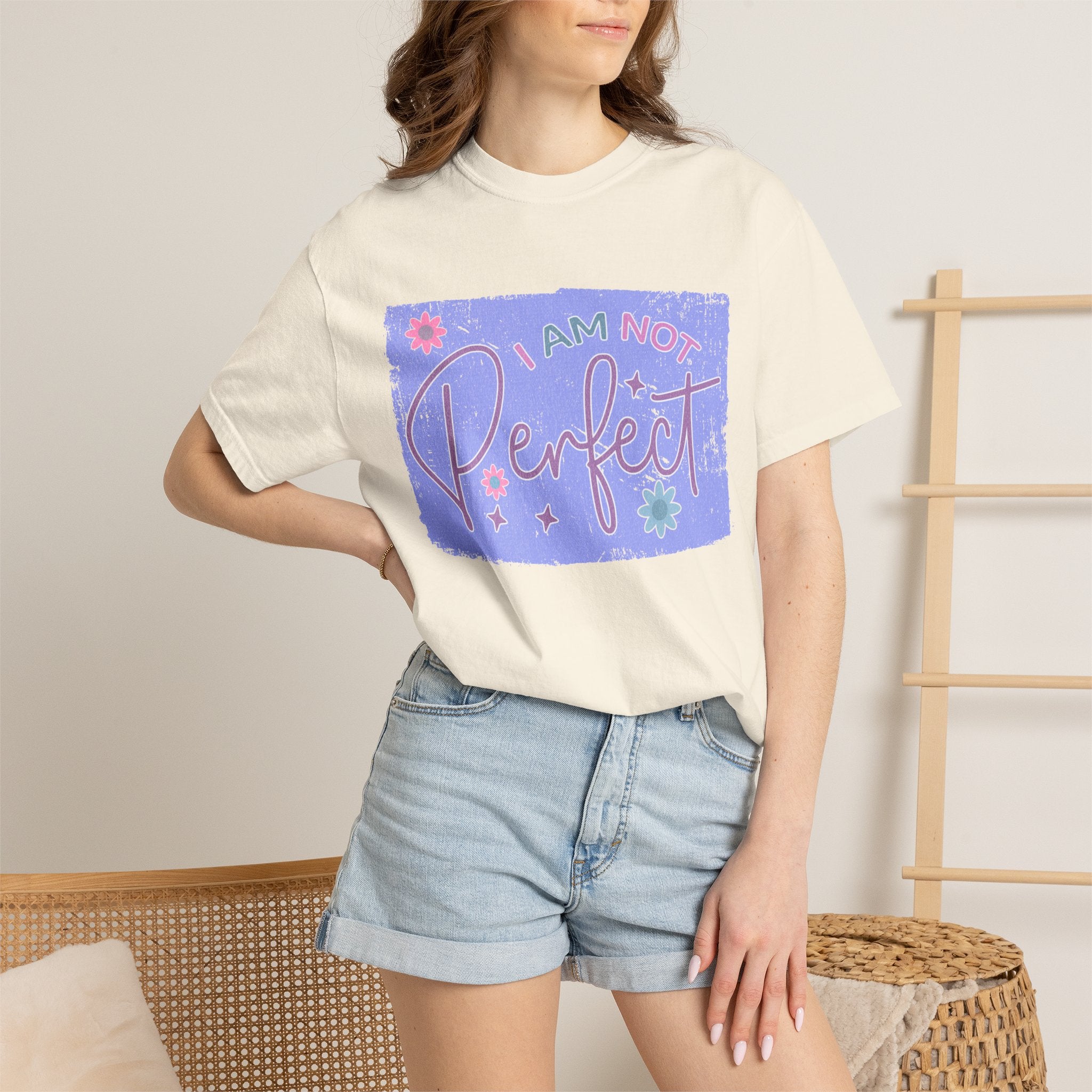I Am Not Perfect Floral Textured T-Shirt