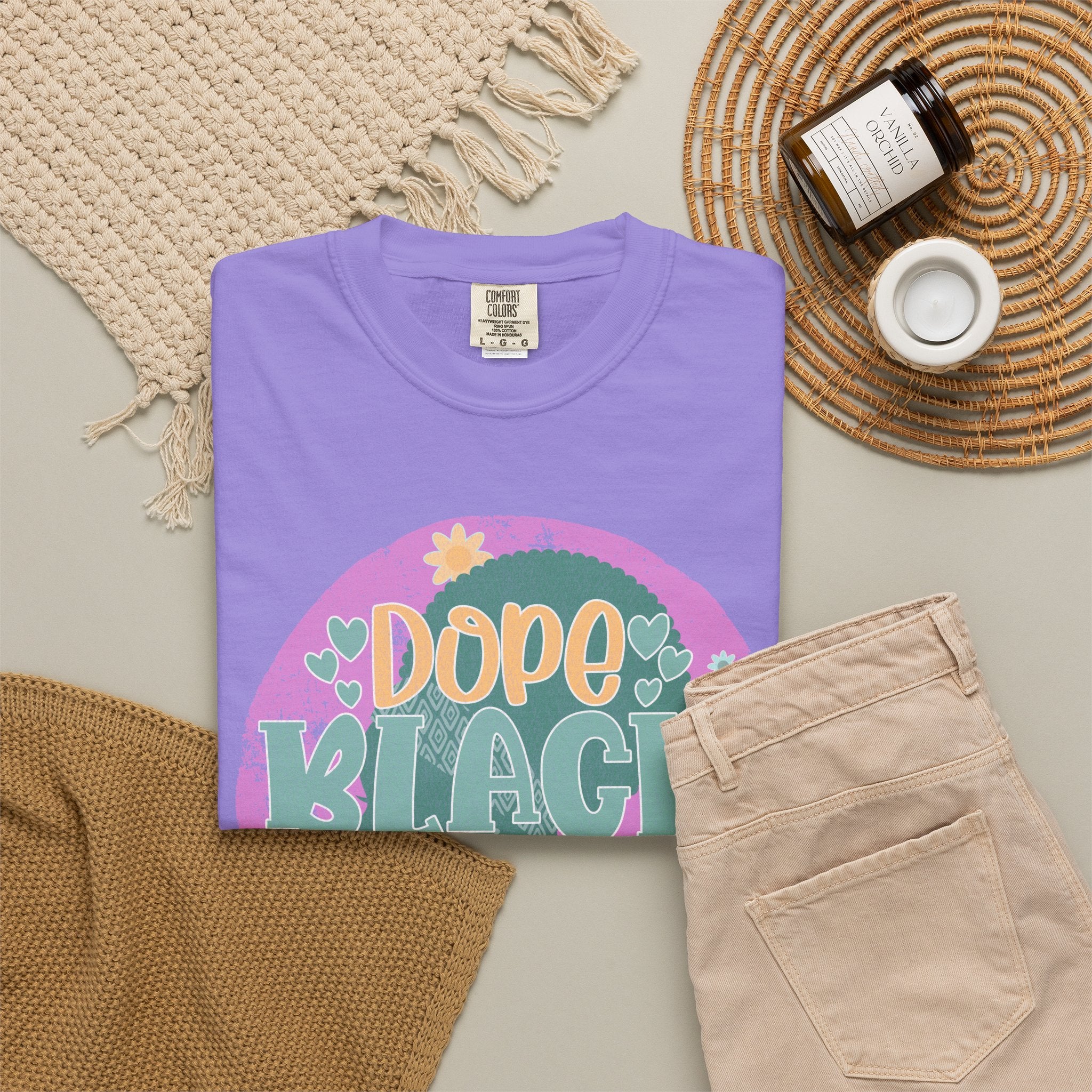 Dope Black Mom Textured T-Shirt — Retro Floral Pride Tee for Black Moms