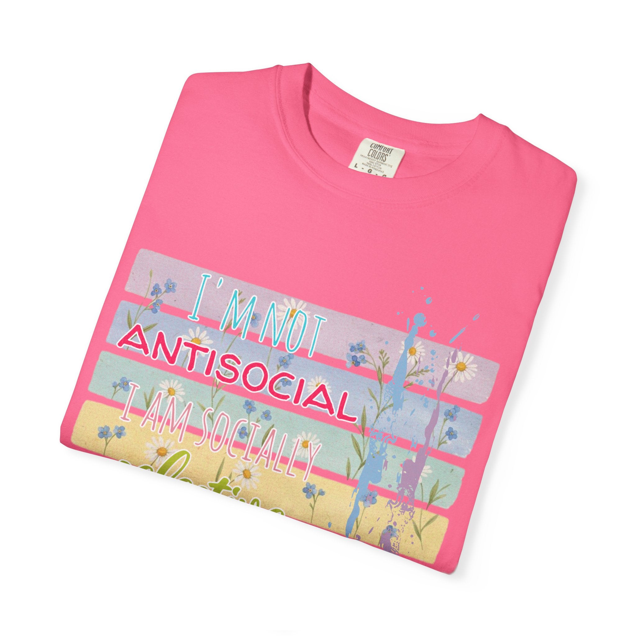 Antisocial Selective T-Shirt — Pastel Stripes Floral Graphic Tee