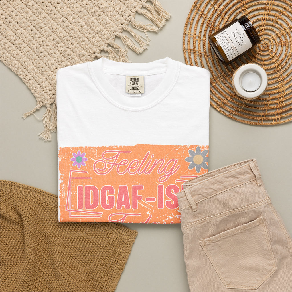 IDGAF-ISH Retro Floral Textured T-Shirt — Funny Sarcastic Graphic Tee