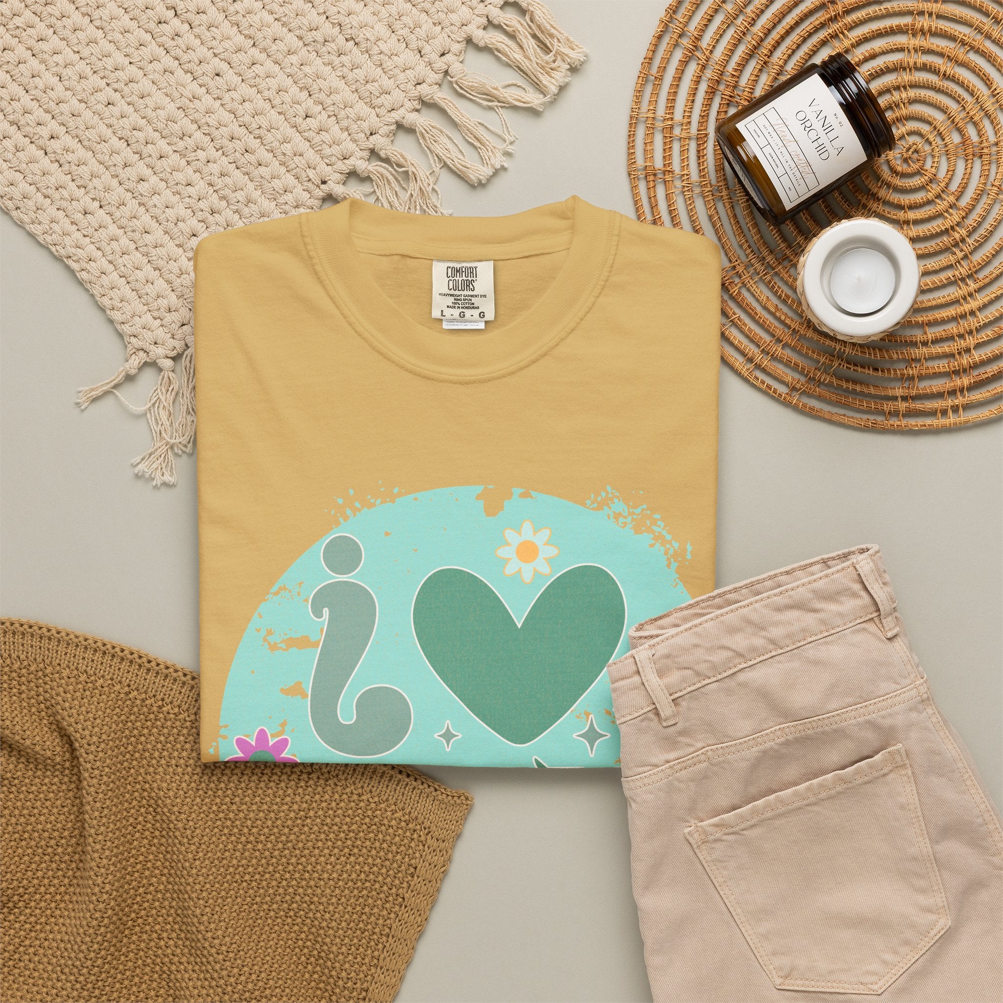 Funny Retro Self Love Textured Tee — Retro Floral Love Tee
