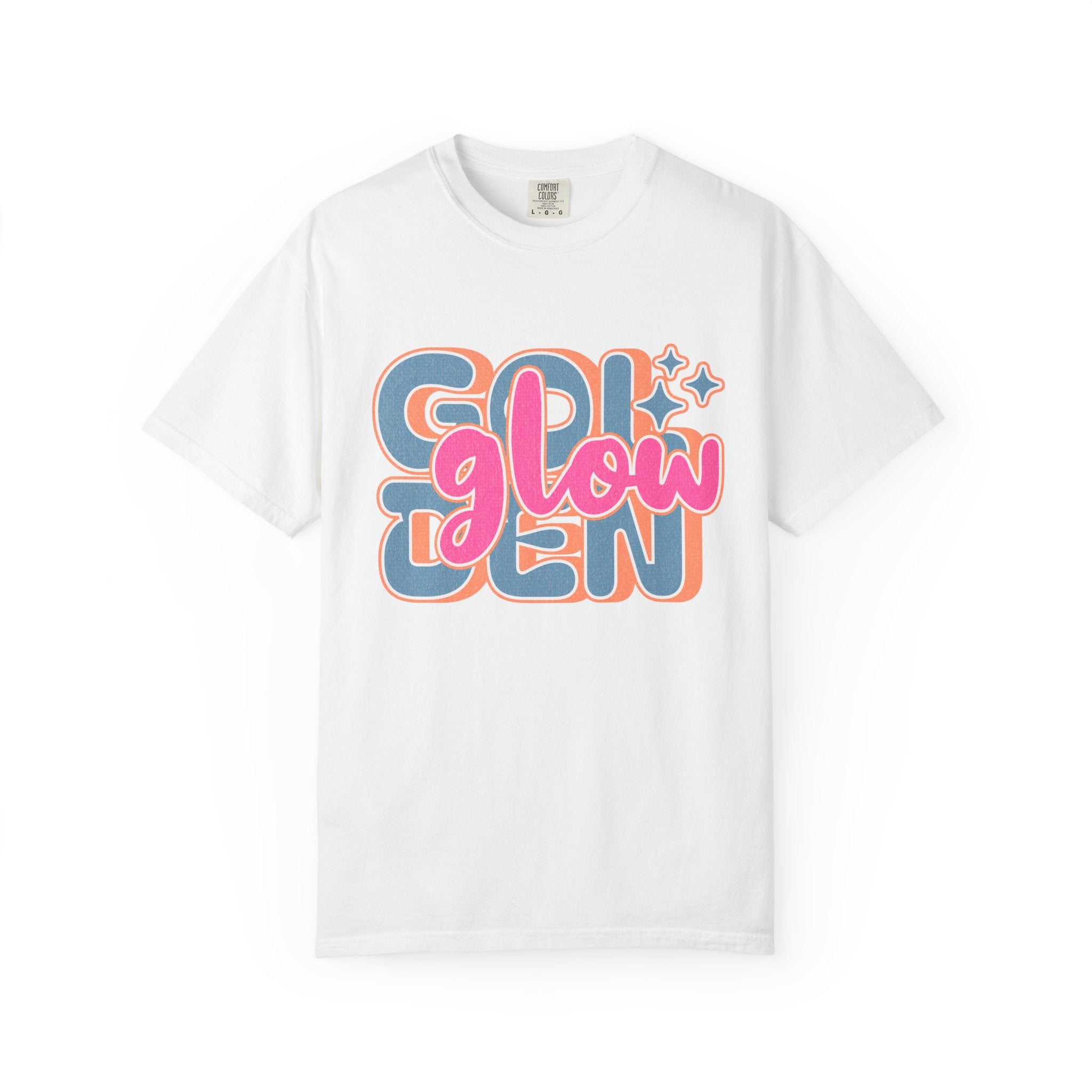 Golden Glow Retro Graphic Textured T-Shirt