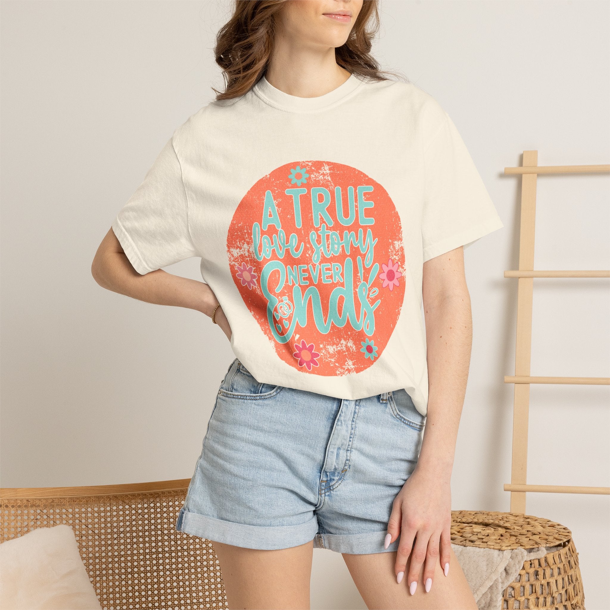 Textured A True Love Story Never Ends T-Shirt