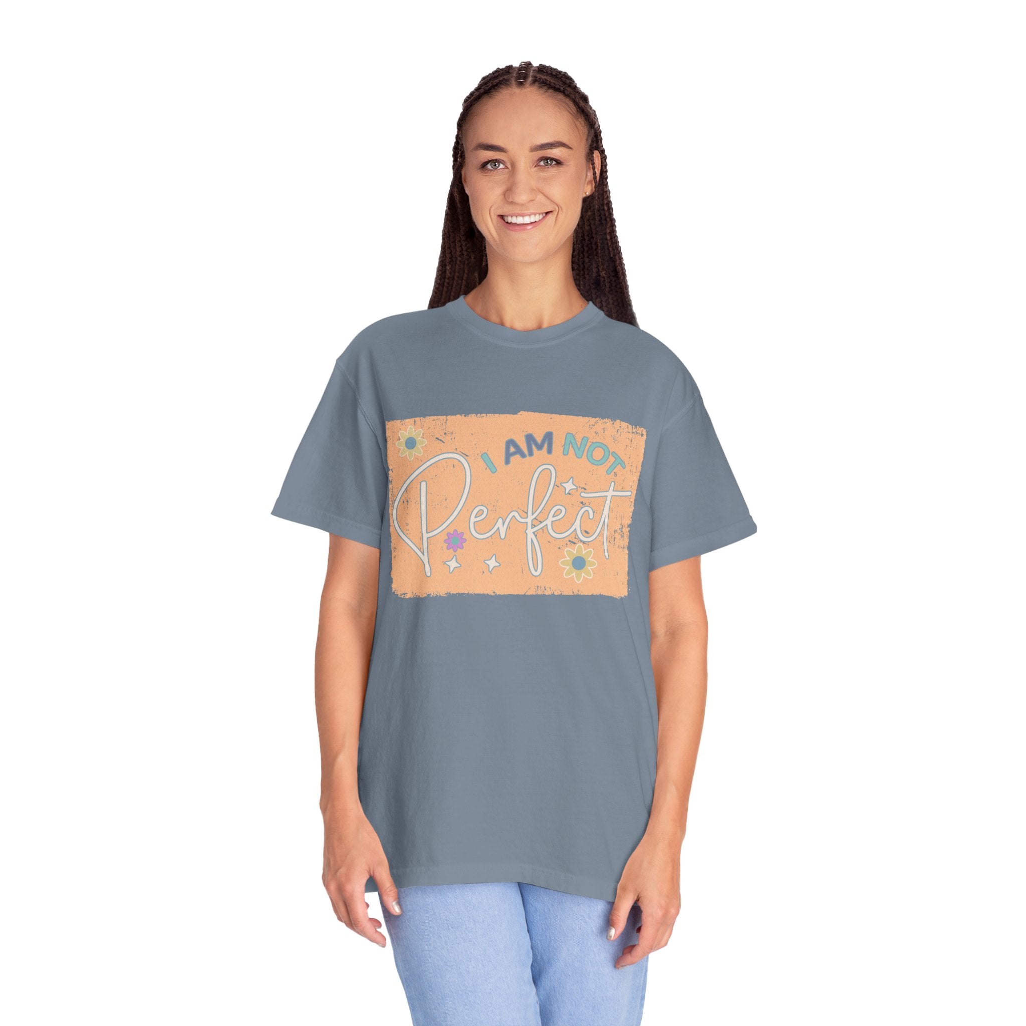 I Am Not Perfect Textured Retro Graphic T-Shirt — Positive Self-Love Tee
