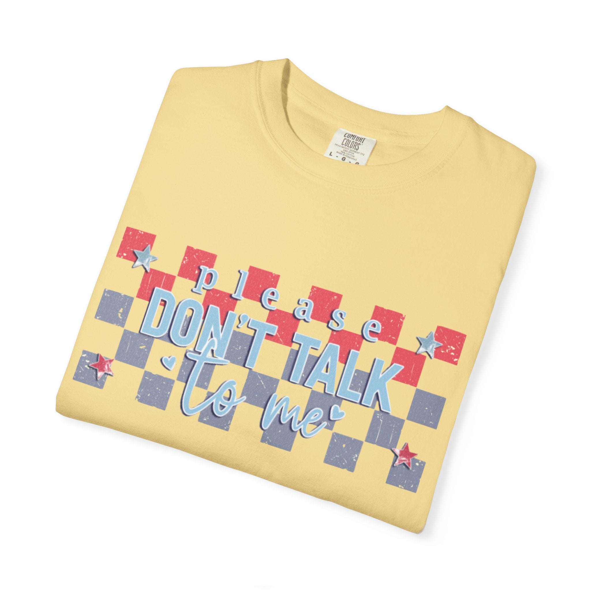 Textured Don’t Talk to Me Checkerboard T-Shirt — Retro USA Graphic Tee