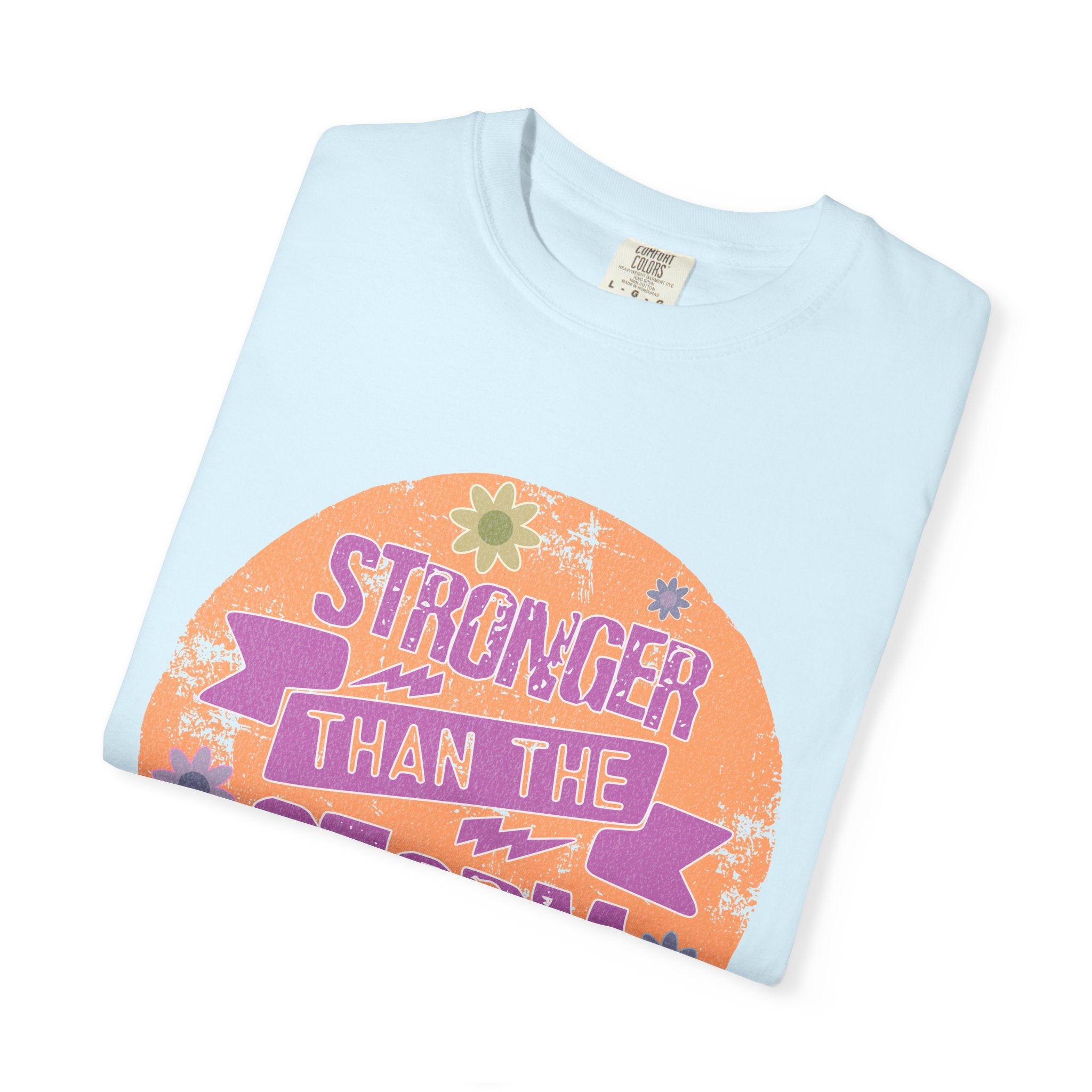 Textured Stronger Than the Storm T-Shirt — Inspirational Floral Graphic Tee