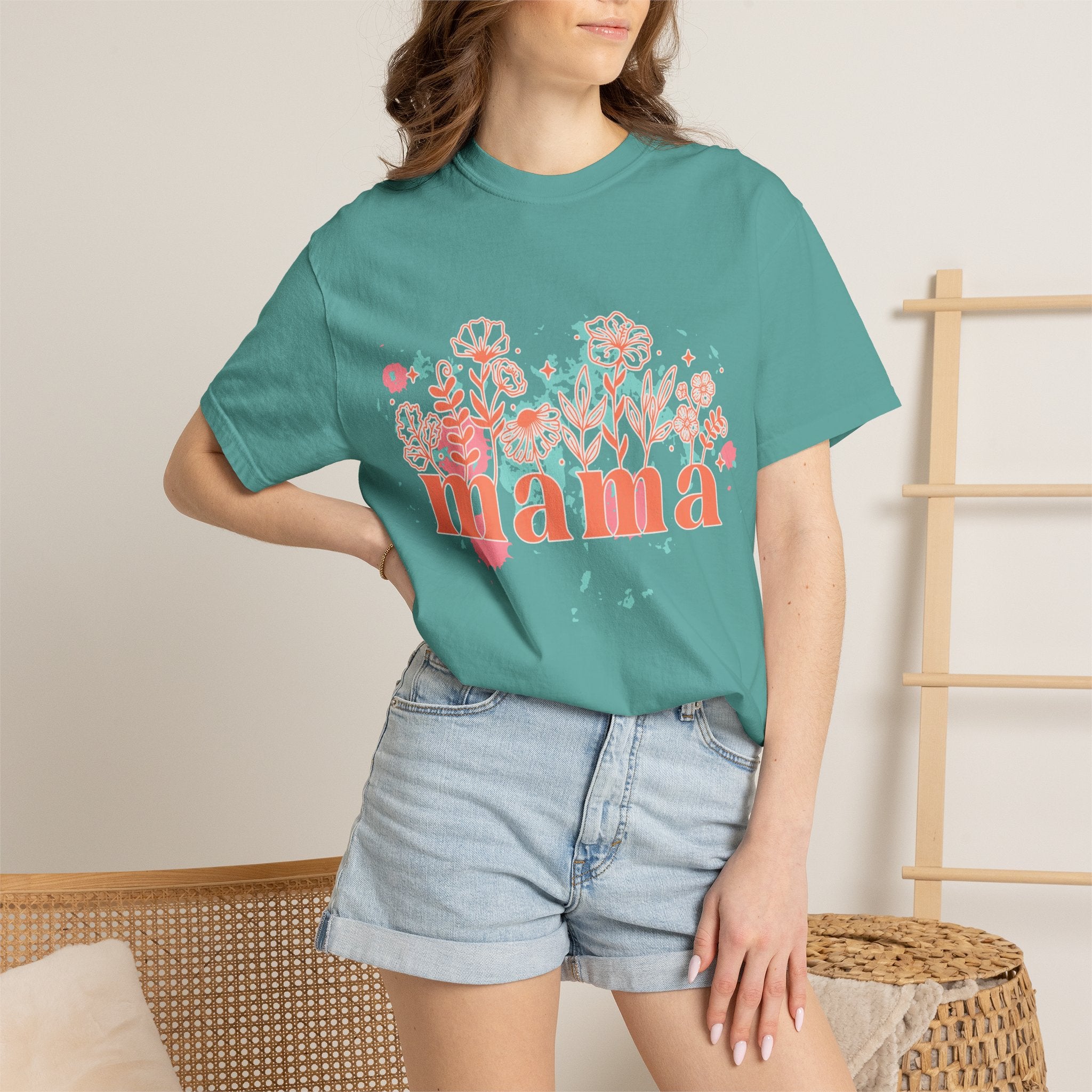 Mama Wildflower Floral Textured Splash Tee