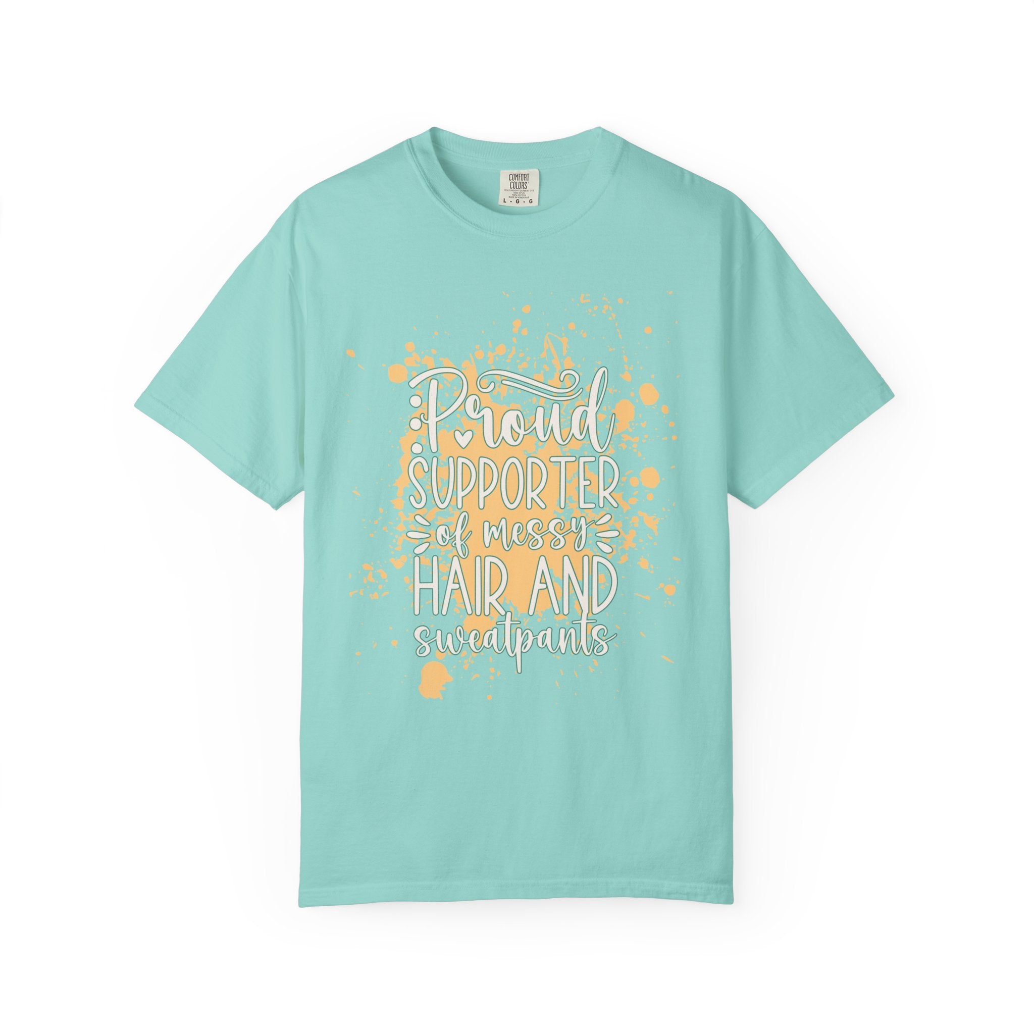 Textured Support My Messy Hair T-Shirt — Funny Mom/Parent Casual Tee