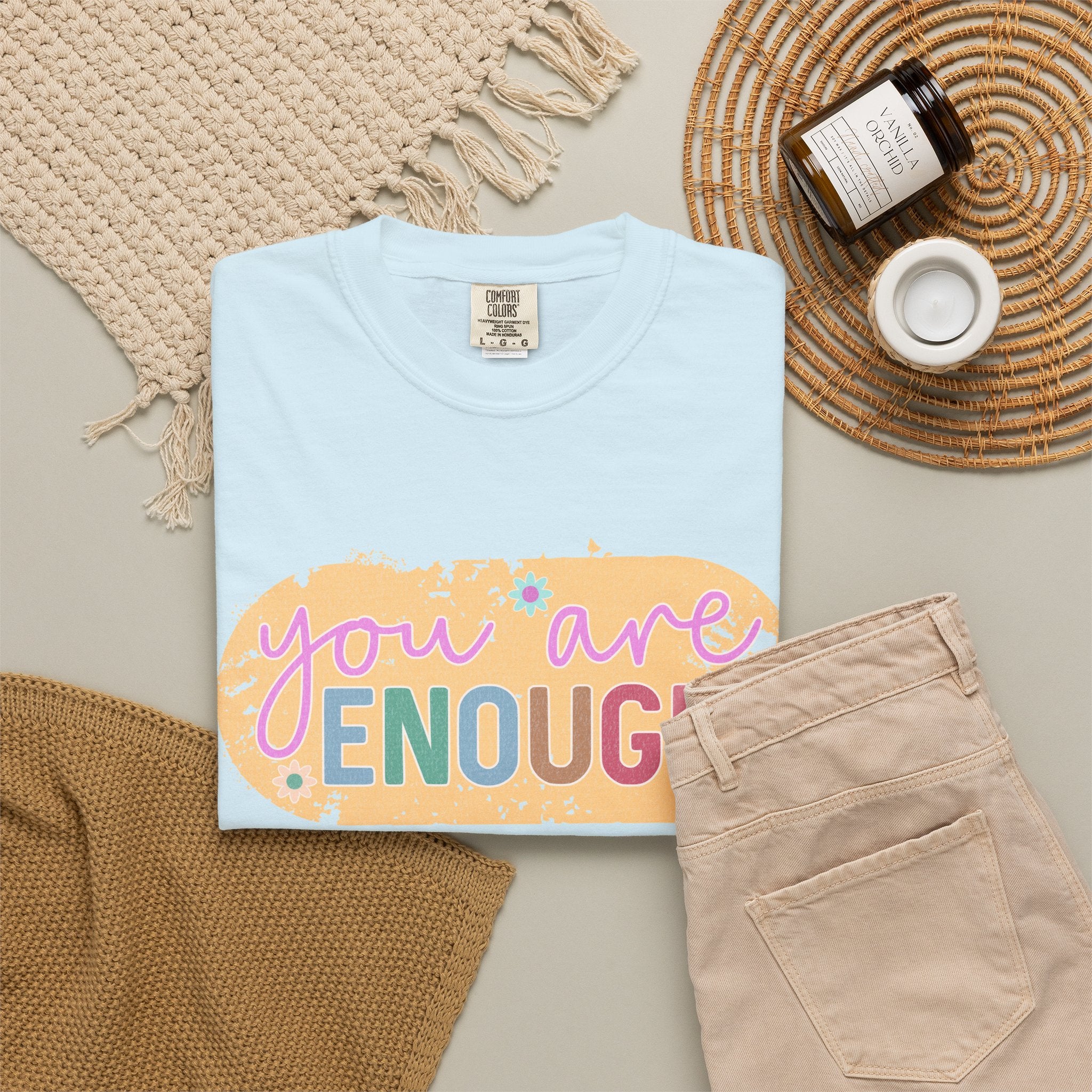 You Are Enough Textured T-Shirt — Positive Message Graphic Tee