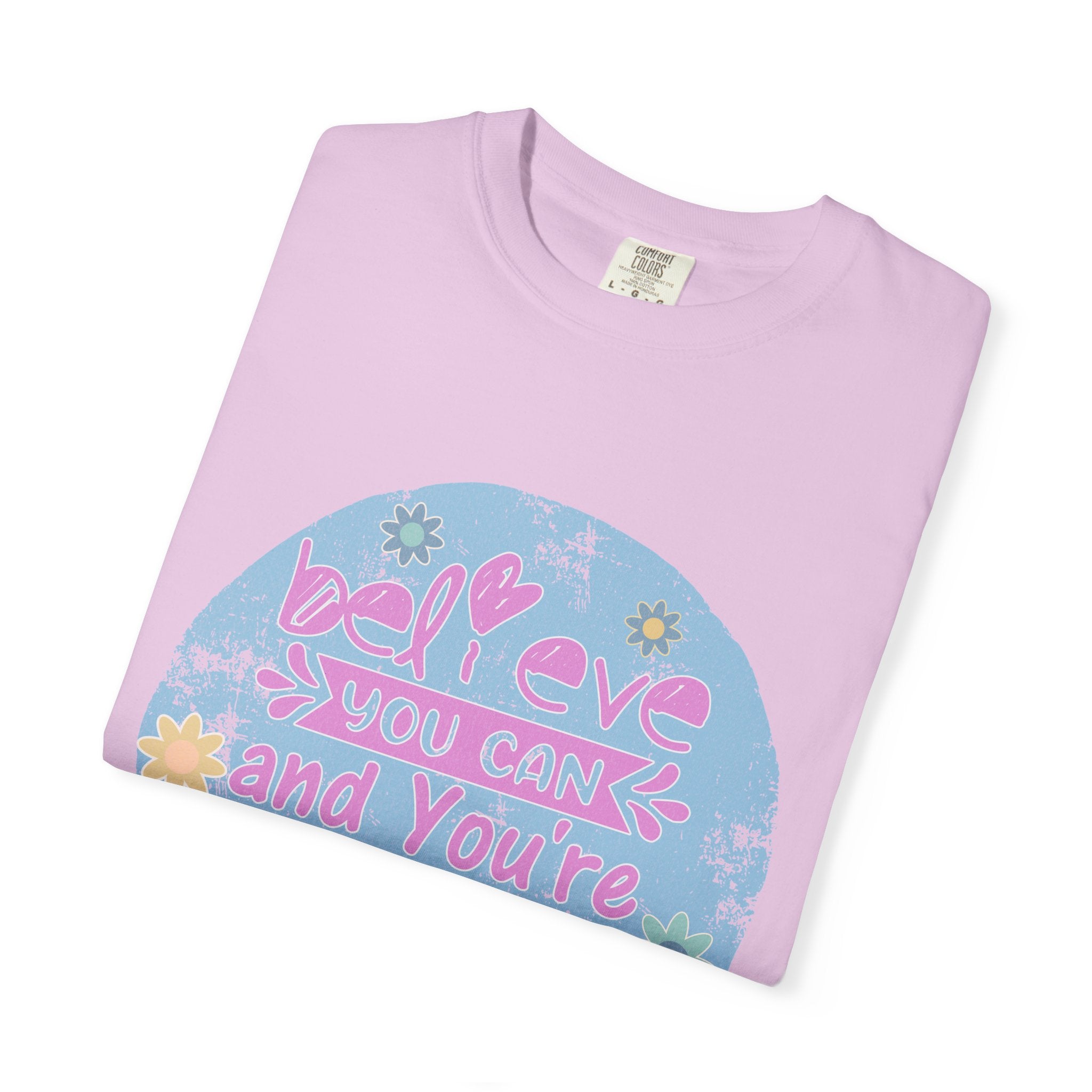 Textured Believe You Can Floral Graphic T-Shirt — Inspirational Motivational Tee