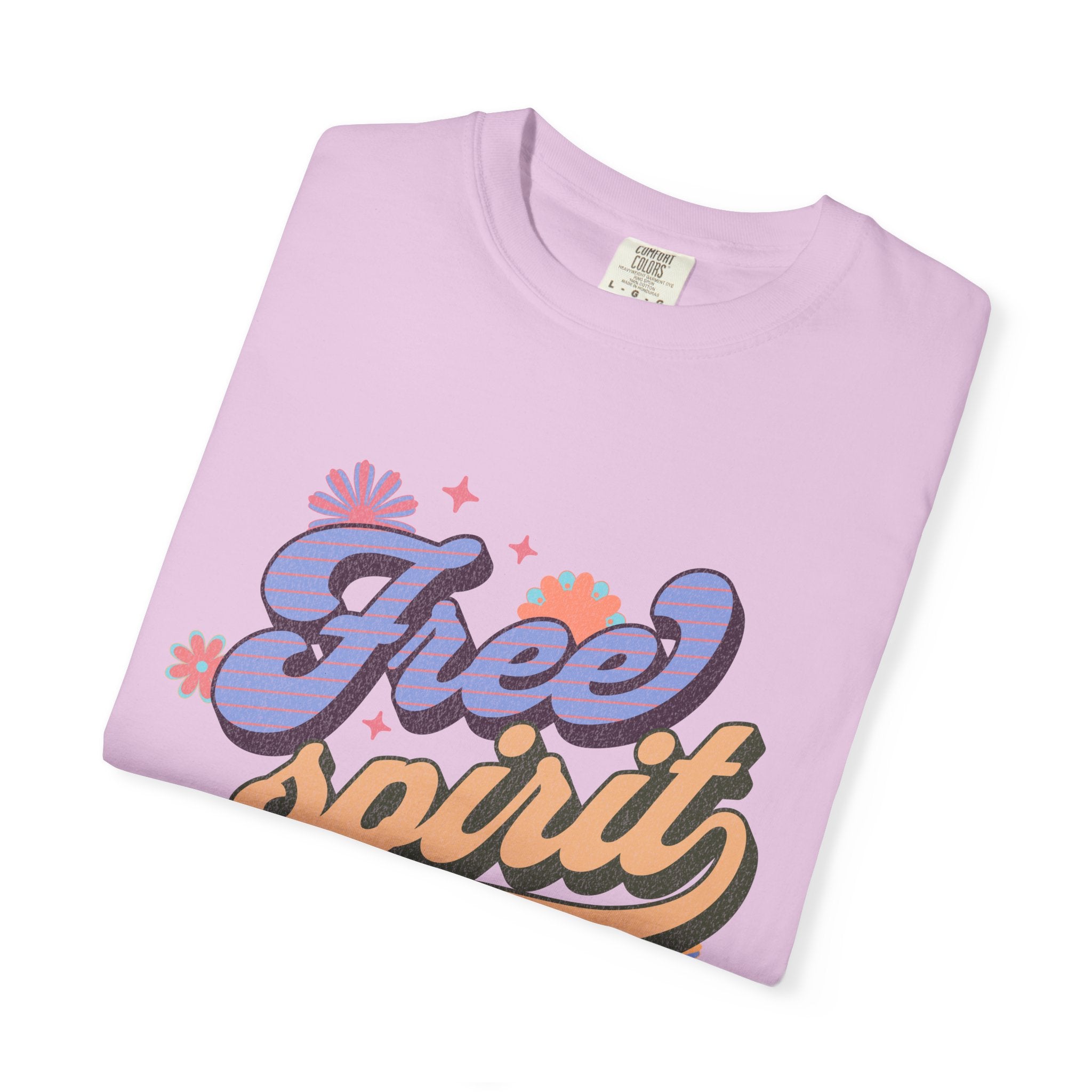 Textured Free Spirit T-Shirt — Retro Hand-Lettered Graphic Tee