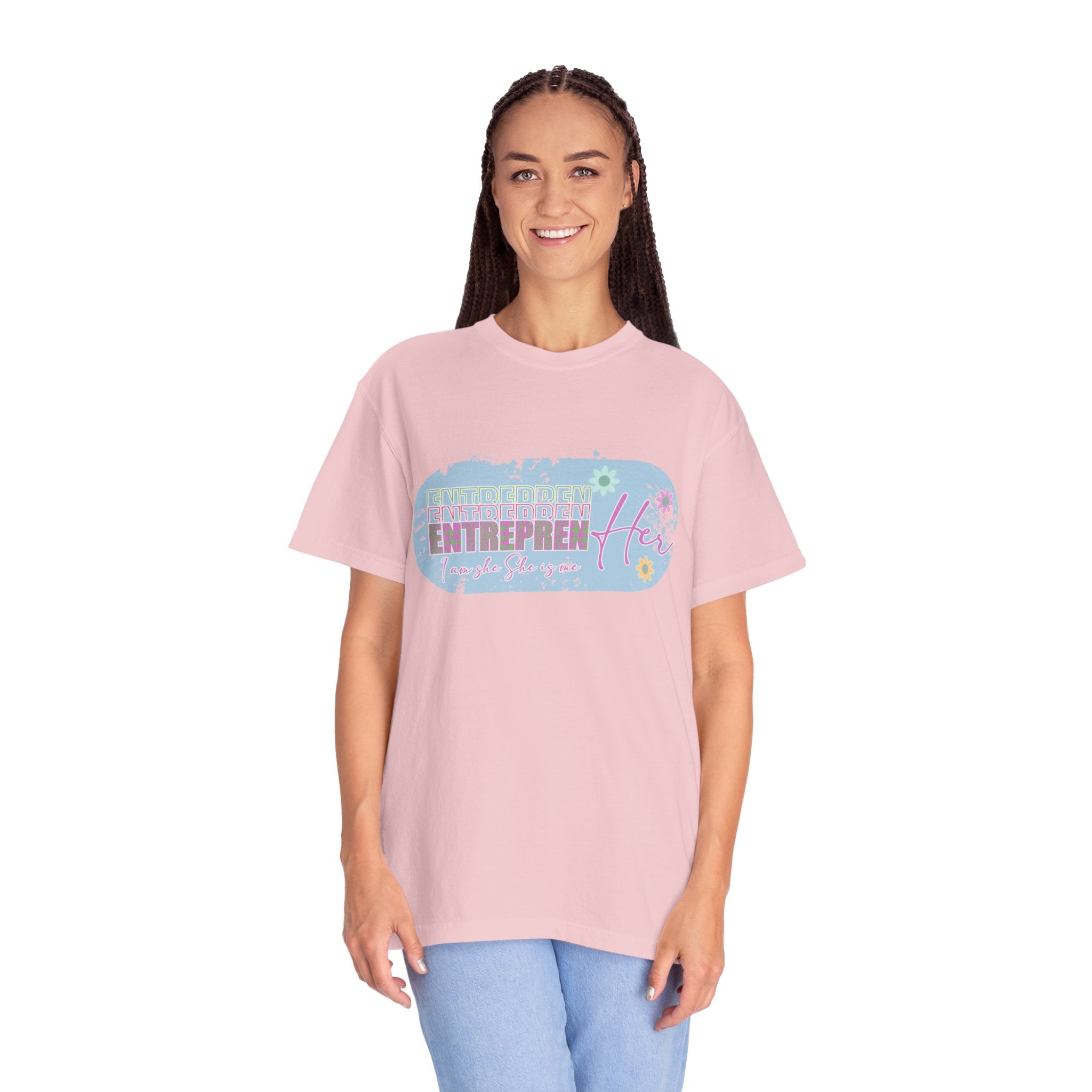 Entrepreneur Mom Floral Textured Tee — 'EntreprenHer' Graphic T-Shirt