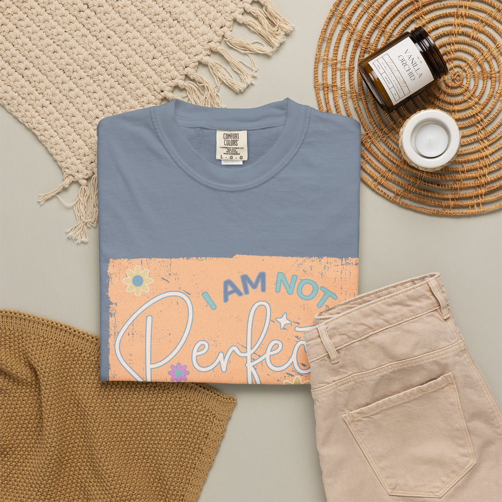 I Am Not Perfect Textured Retro Graphic T-Shirt — Positive Self-Love Tee