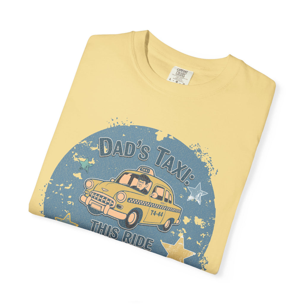 Textured Dad’s Taxi Graphic T-Shirt — “This Ride Includes Unwanted Detours” Vintage Family Humor Tee