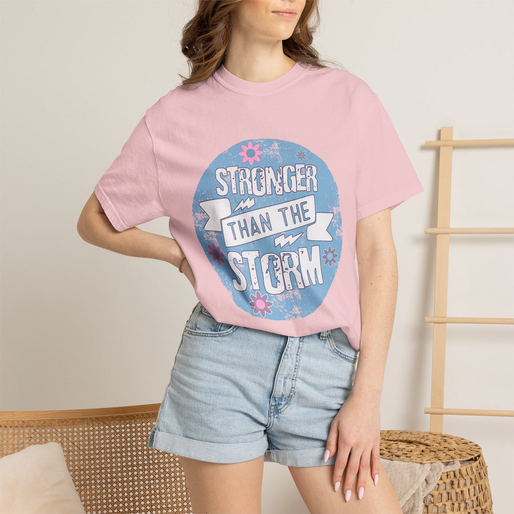Textured  Stronger Than The Storm T-Shirt — Inspirational Resilience Graphic Tee