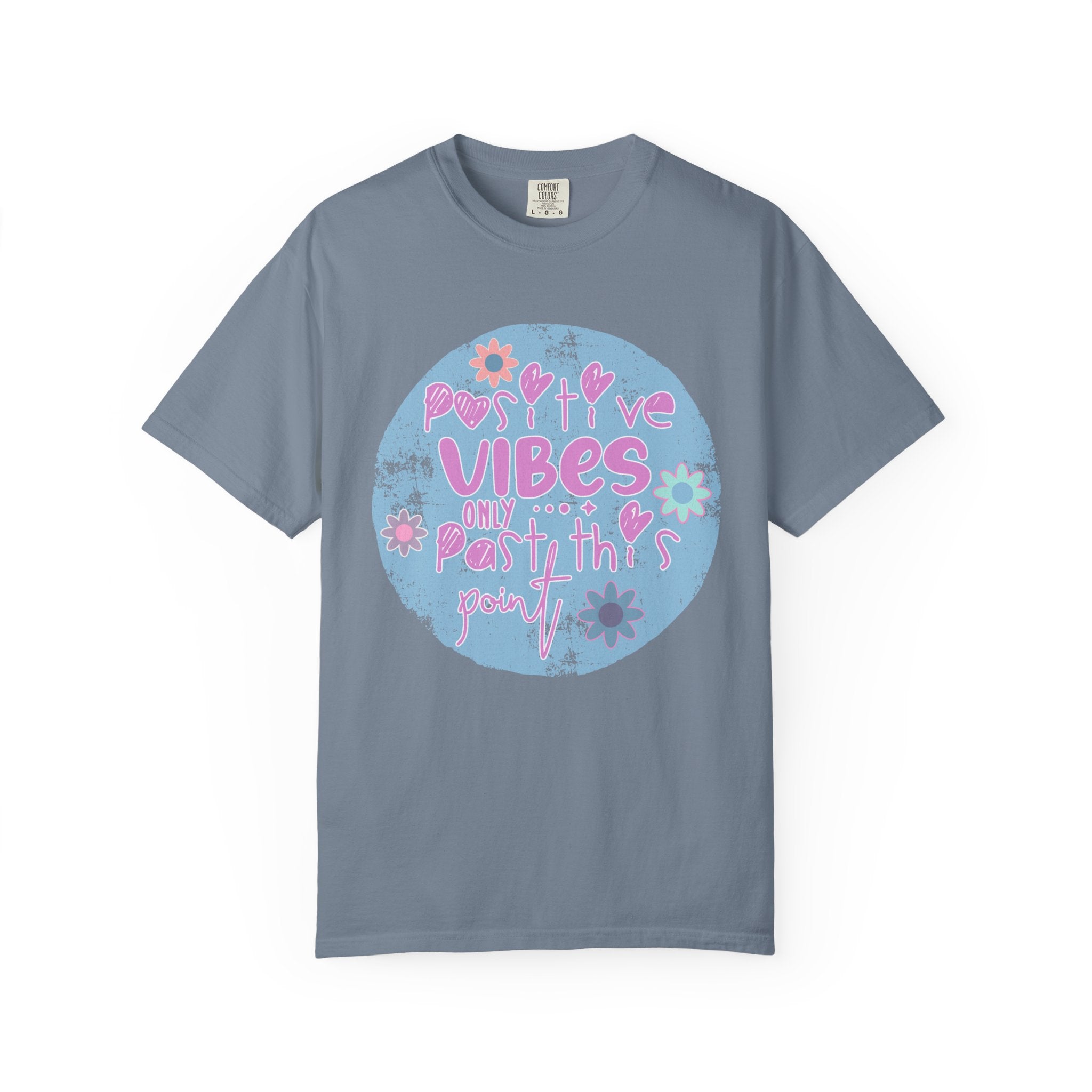 Textured Positive Vibes T-Shirt — Retro Floral ‘Positive Vibes Only’ Graphic Tee