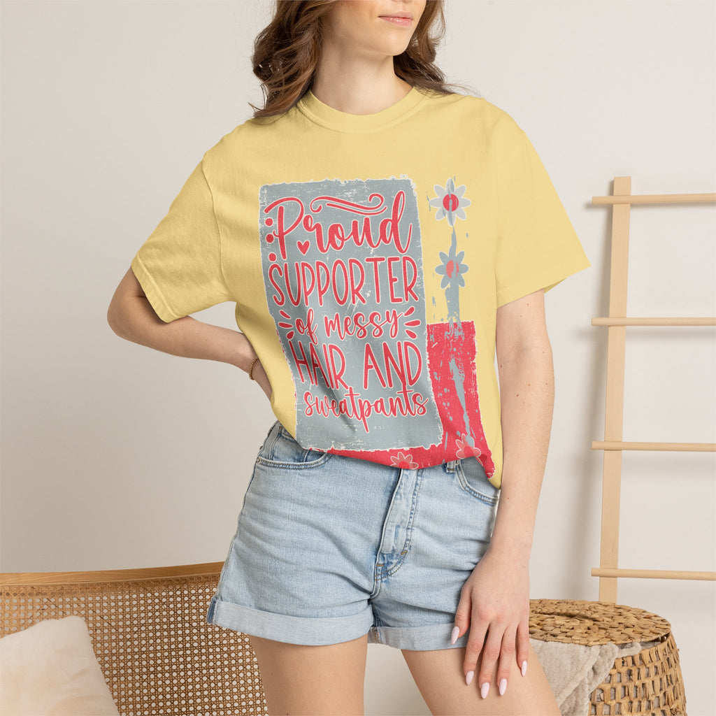 Supporter of Messy Hair & Sweatpants Textured T-Shirt