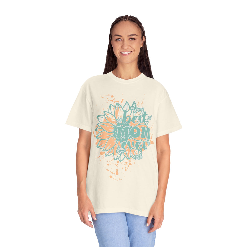 Best Mom Ever T-Shirt —Textured  Floral Sunflower Mother's Day Tee