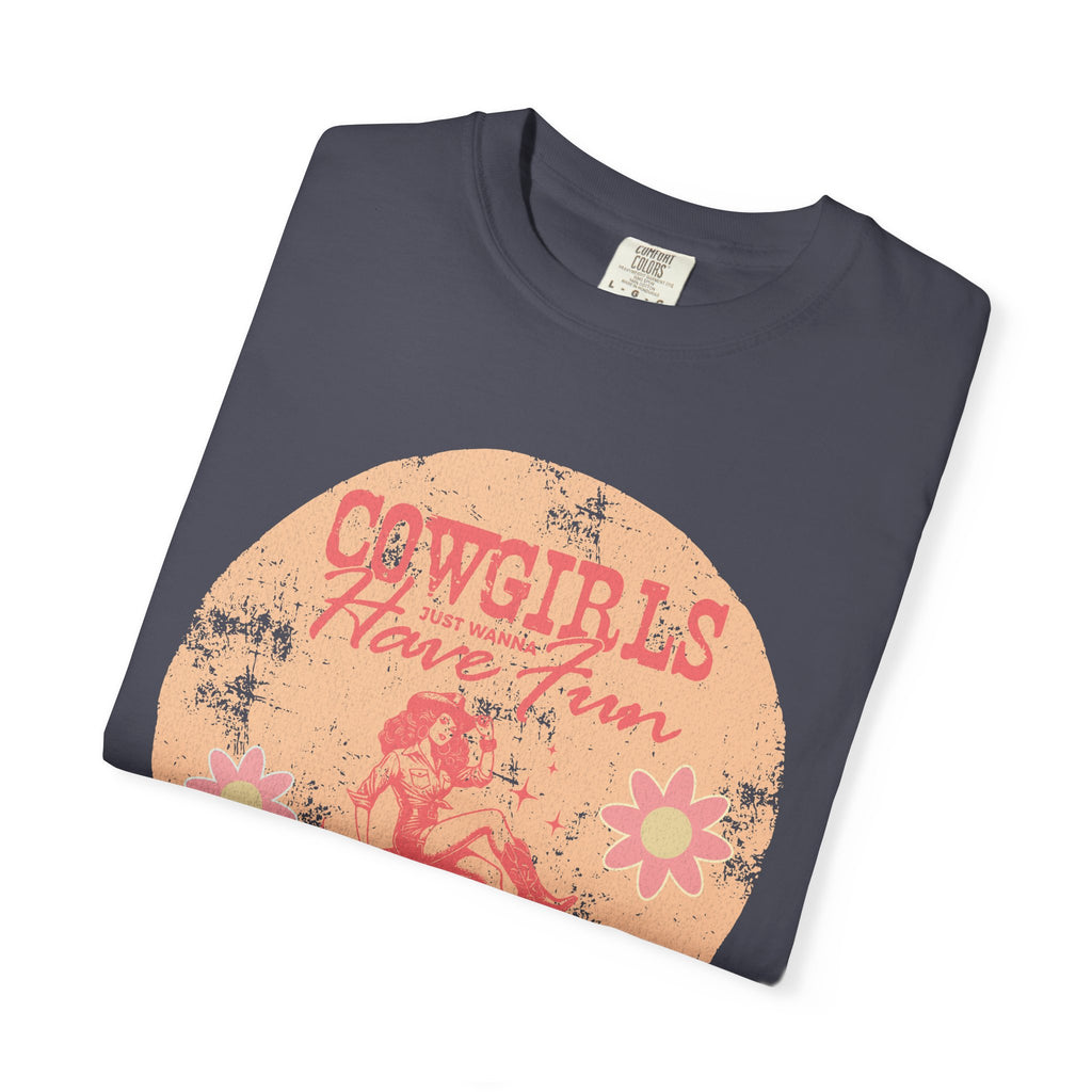 Cowgirls Just Wanna Have Fun Textured Retro Graphic T-Shirt