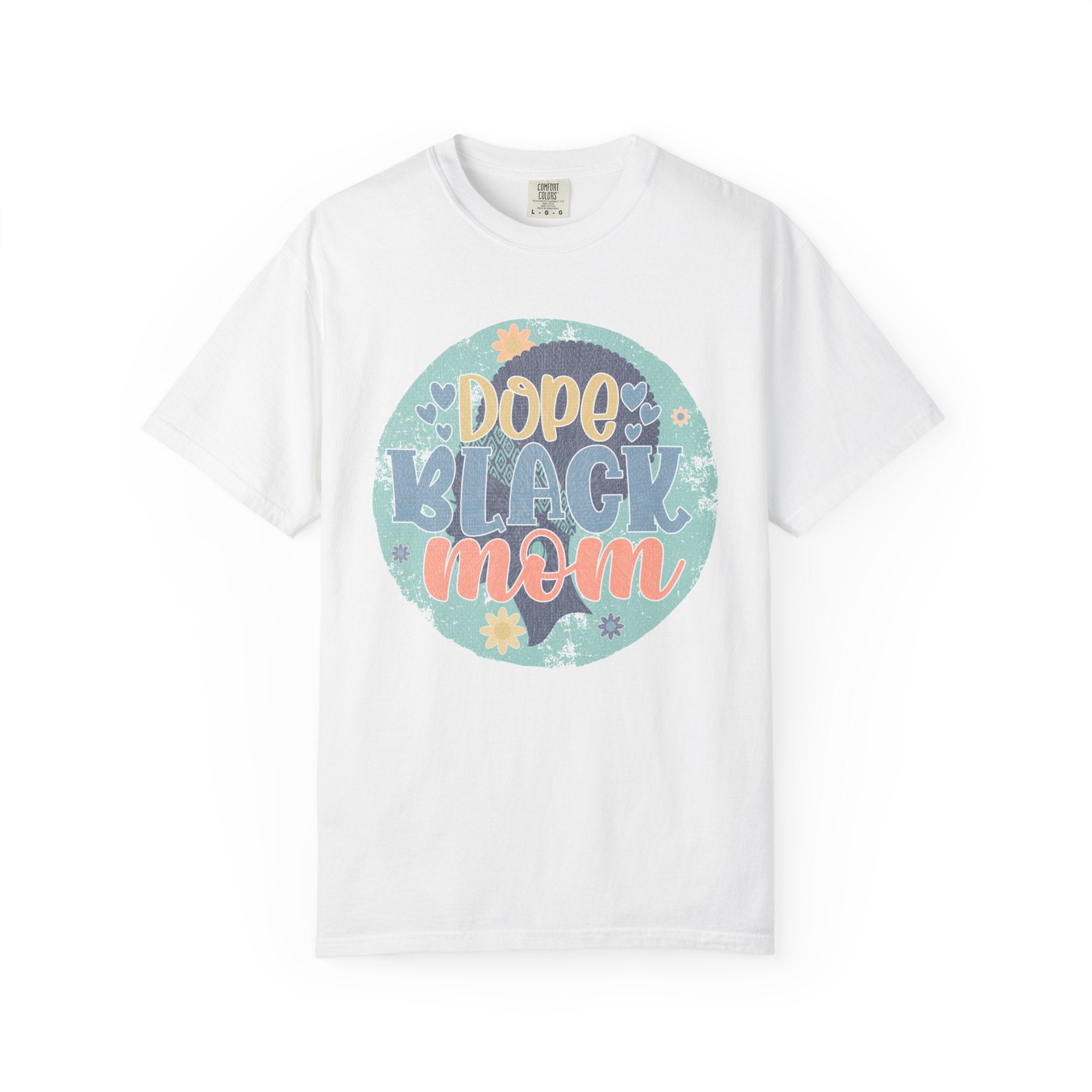 Dope Black Mom Textured T-Shirt — Retro Floral Graphic Tee for Proud Moms