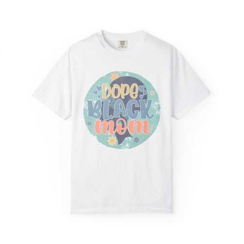 Dope Black Mom Textured T-Shirt — Retro Floral Graphic Tee for Proud Moms