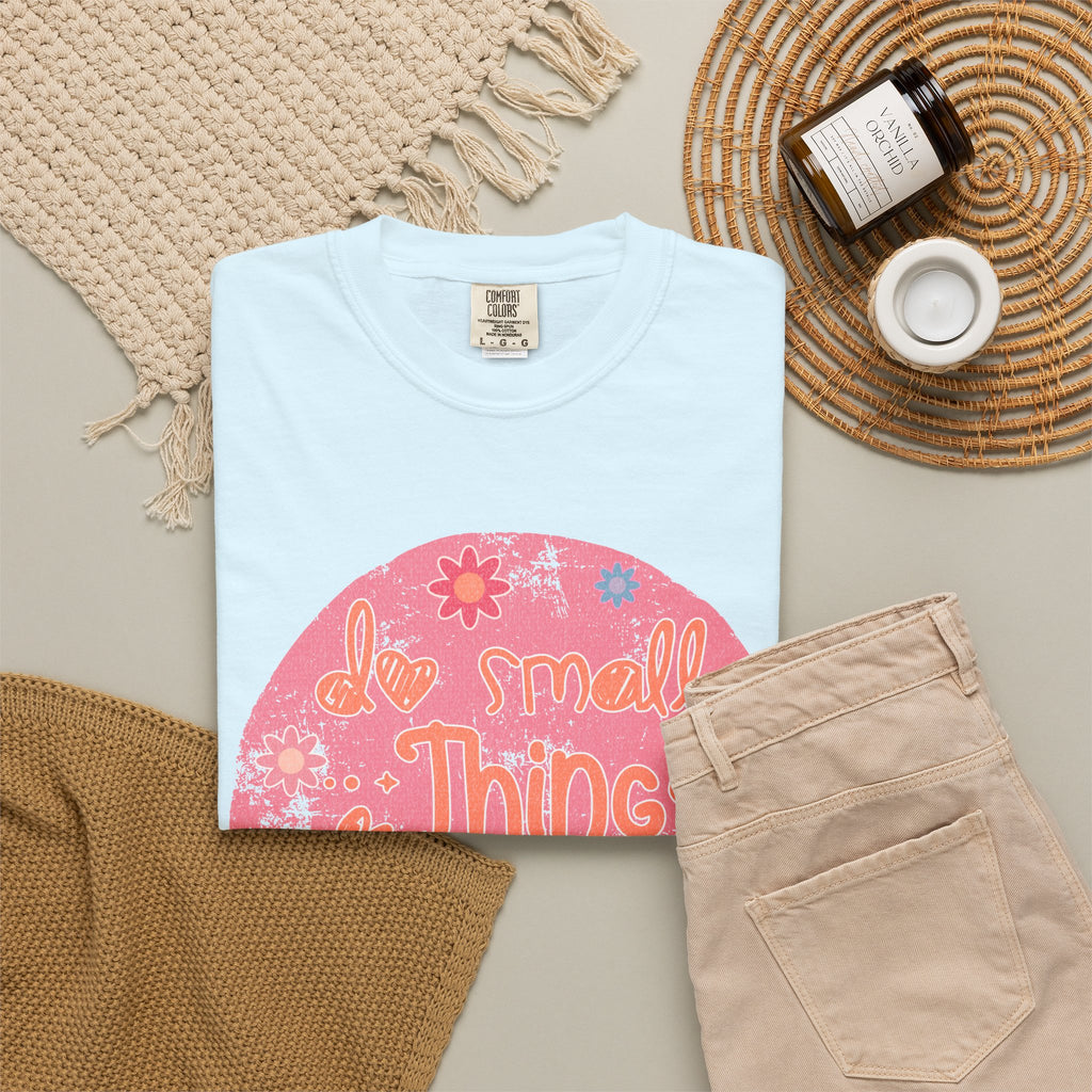 Textured T-Shirt — "Do Small Things With Great Love" Floral Circle Graphic