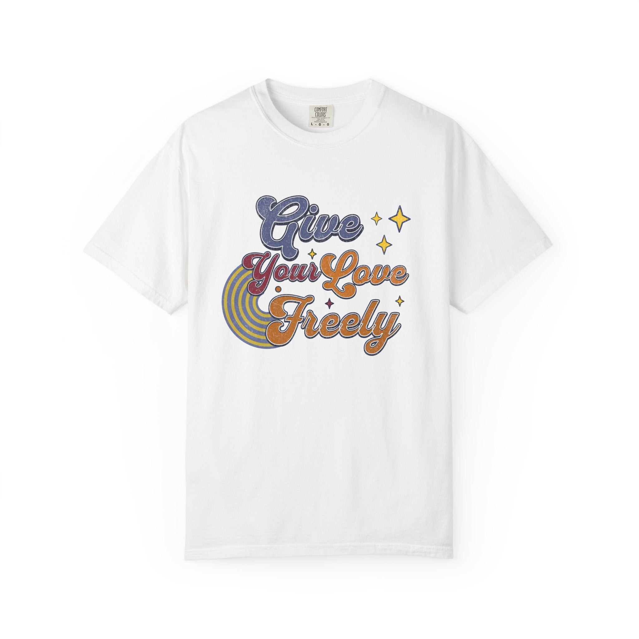 Textured Give Your Love Freely Retro Graphic T-Shirt