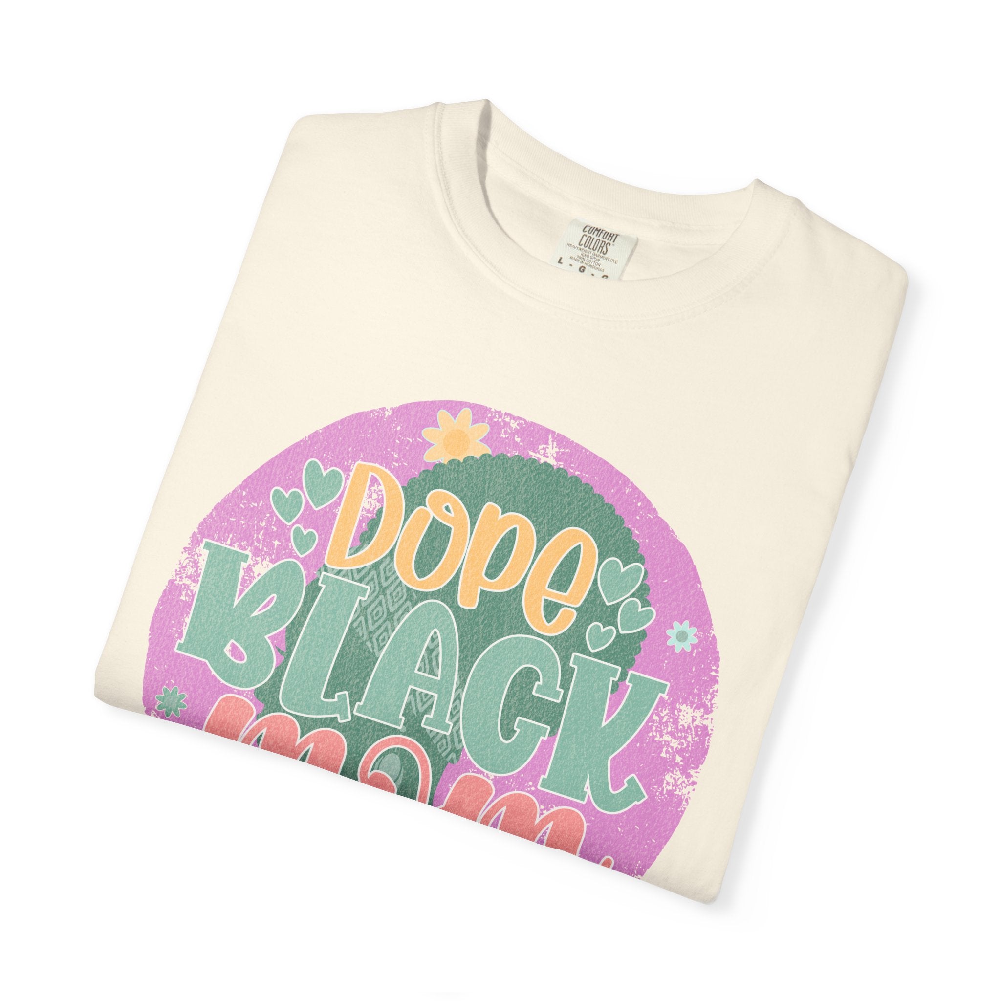 Dope Black Mom Textured T-Shirt — Retro Floral Pride Tee for Black Moms