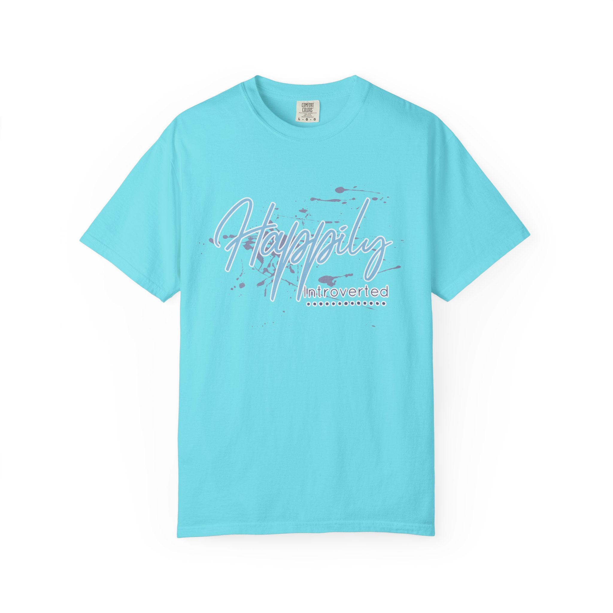 Introverted Aesthetic Textured Tee — "Happily" Script Graphic T-Shirt