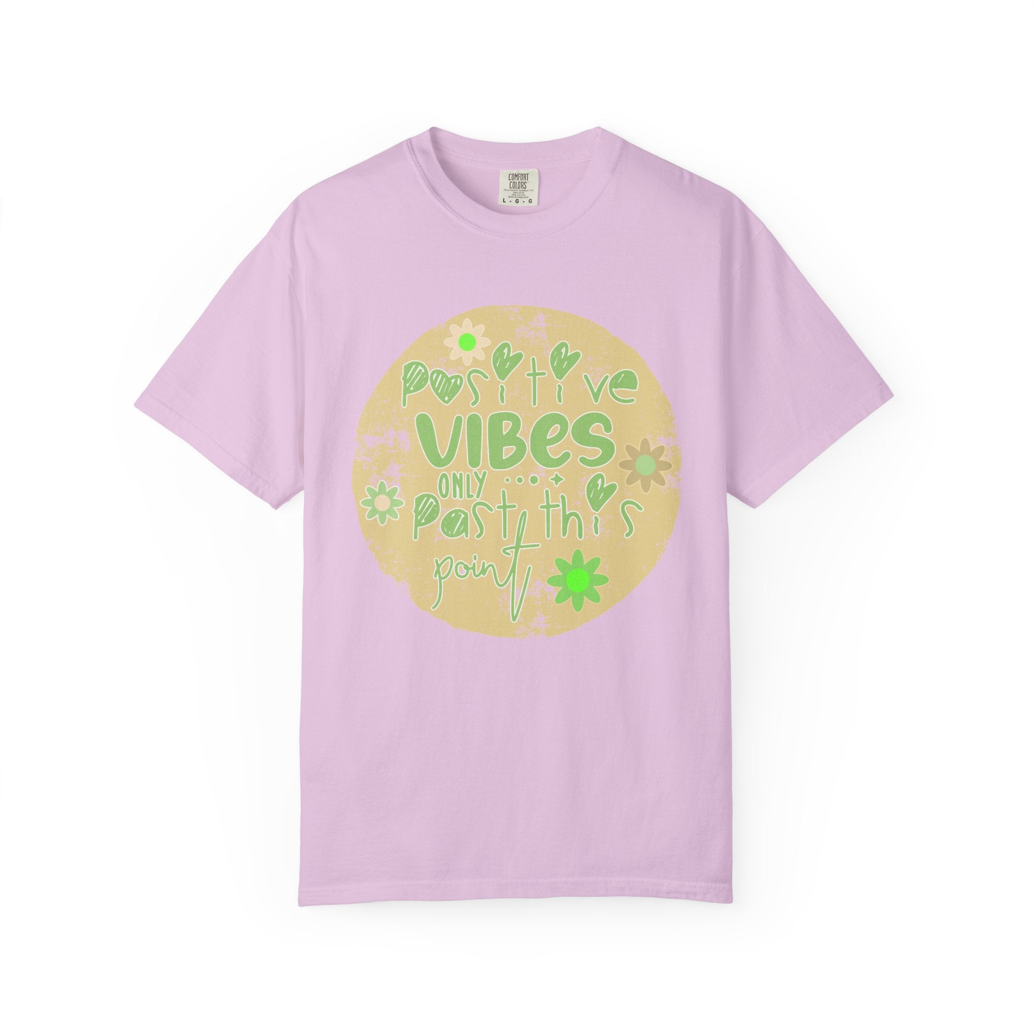 Textured Positive Vibes T-Shirt – "Positive Vibes Only" Retro Floral Graphic Tee