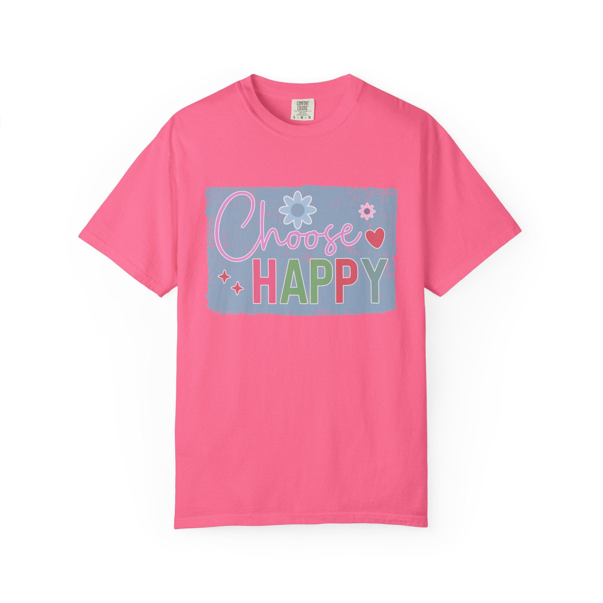 Choose HappyTextured T-Shirt — Positive Floral Graphic Tee