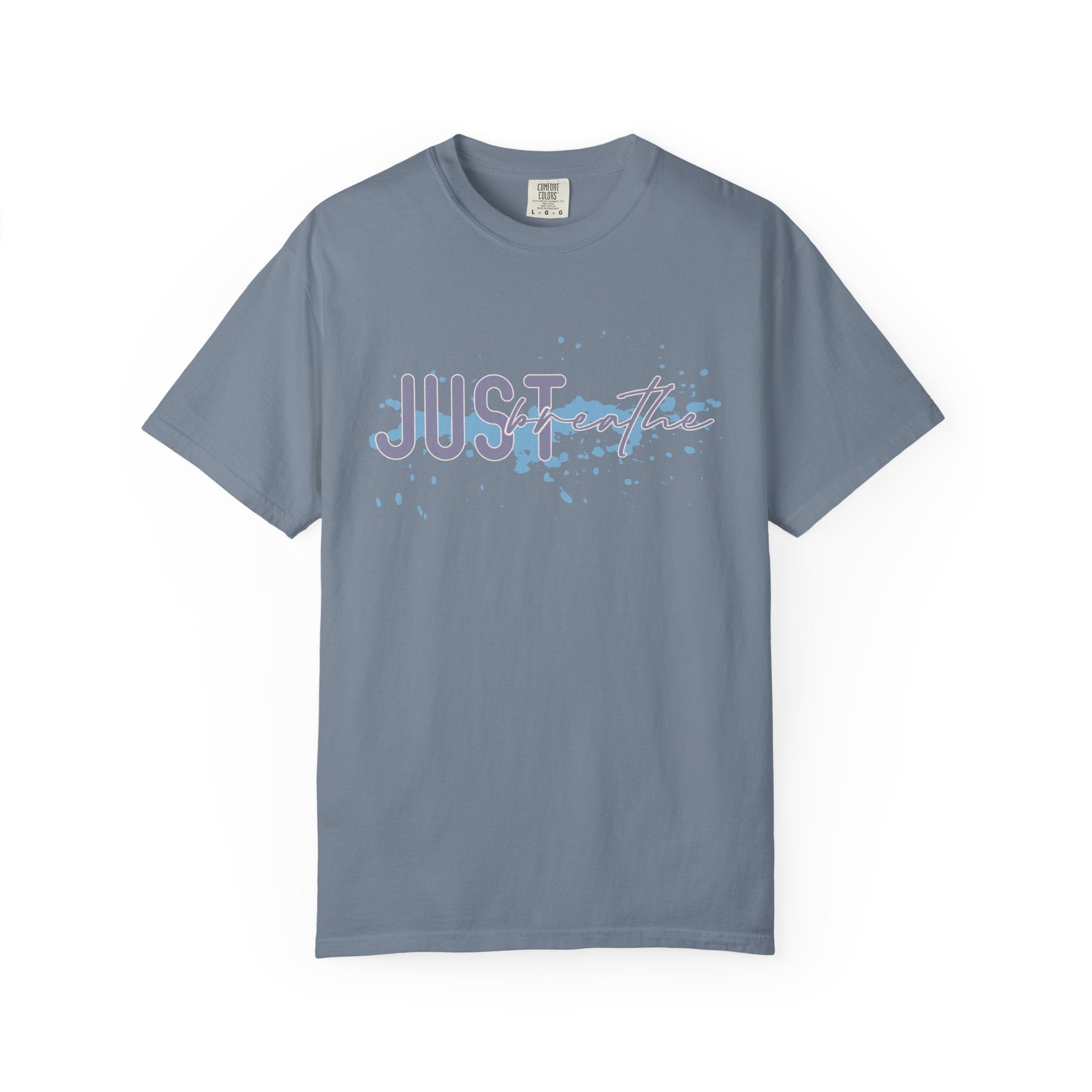 Just Breathe Textured T-Shirt — Relaxed Watercolor Script Tee