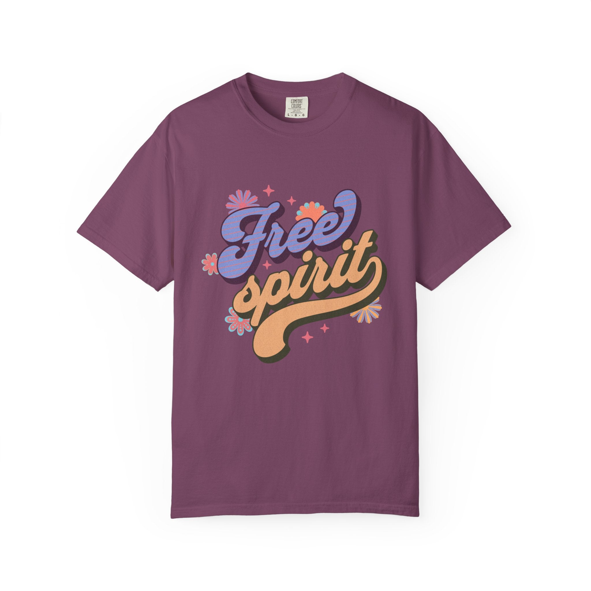 Textured Free Spirit T-Shirt — Retro Hand-Lettered Graphic Tee