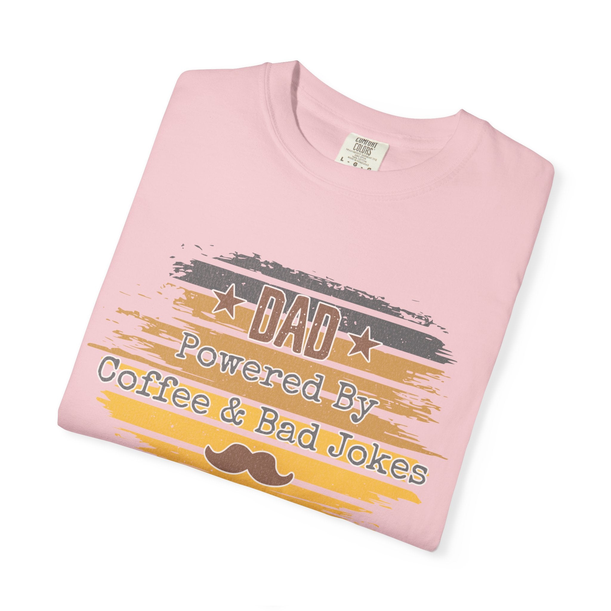 Dad Powered by Coffee & Bad Jokes Textured  T-Shirt