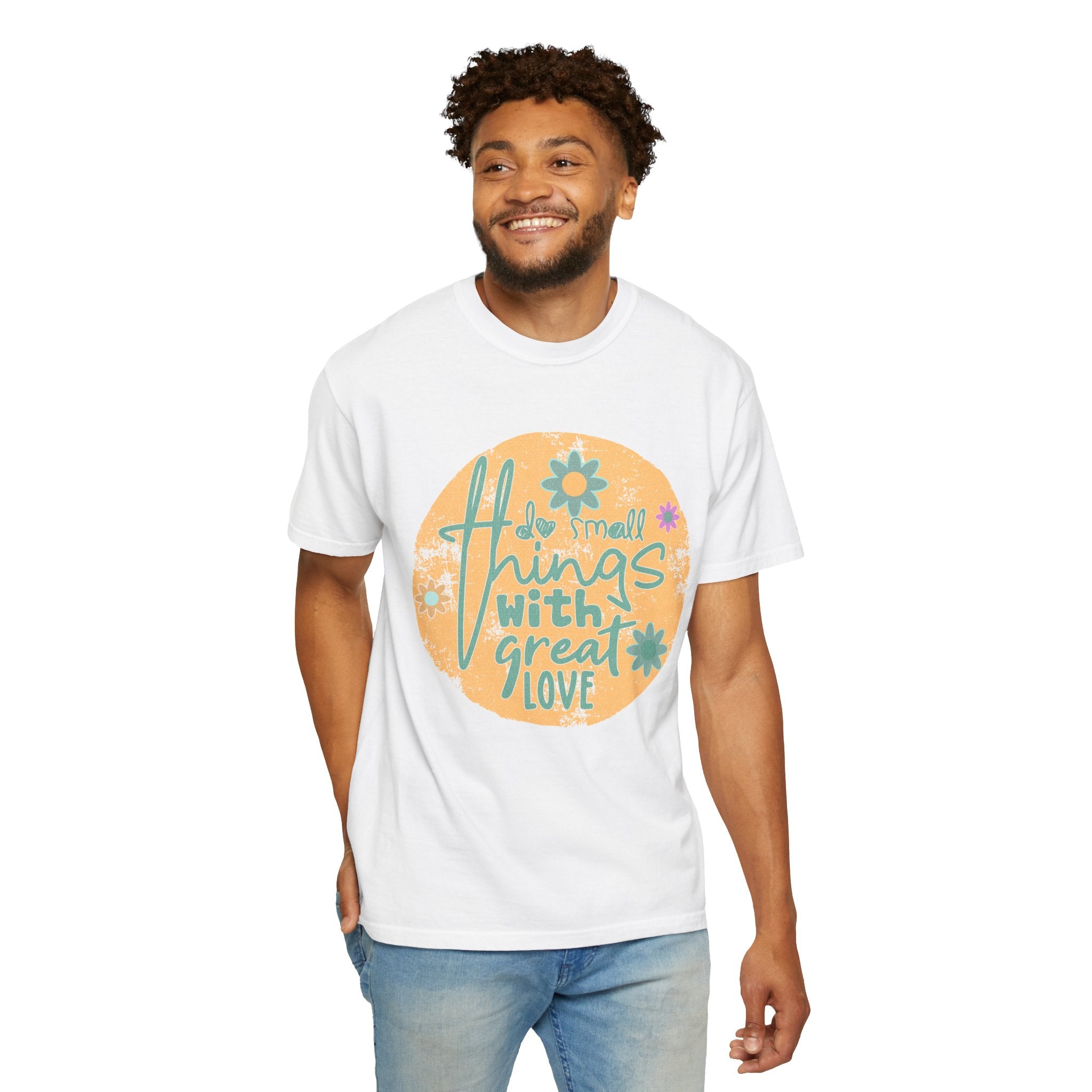Textured T-Shirt — "Do Small Things With Great Love" Floral Graphic Tee