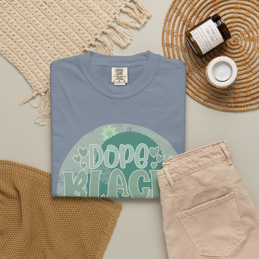 Dope Black Mom Textured T-Shirt — Retro Floral 'Dope Black Mom' Graphic Tee