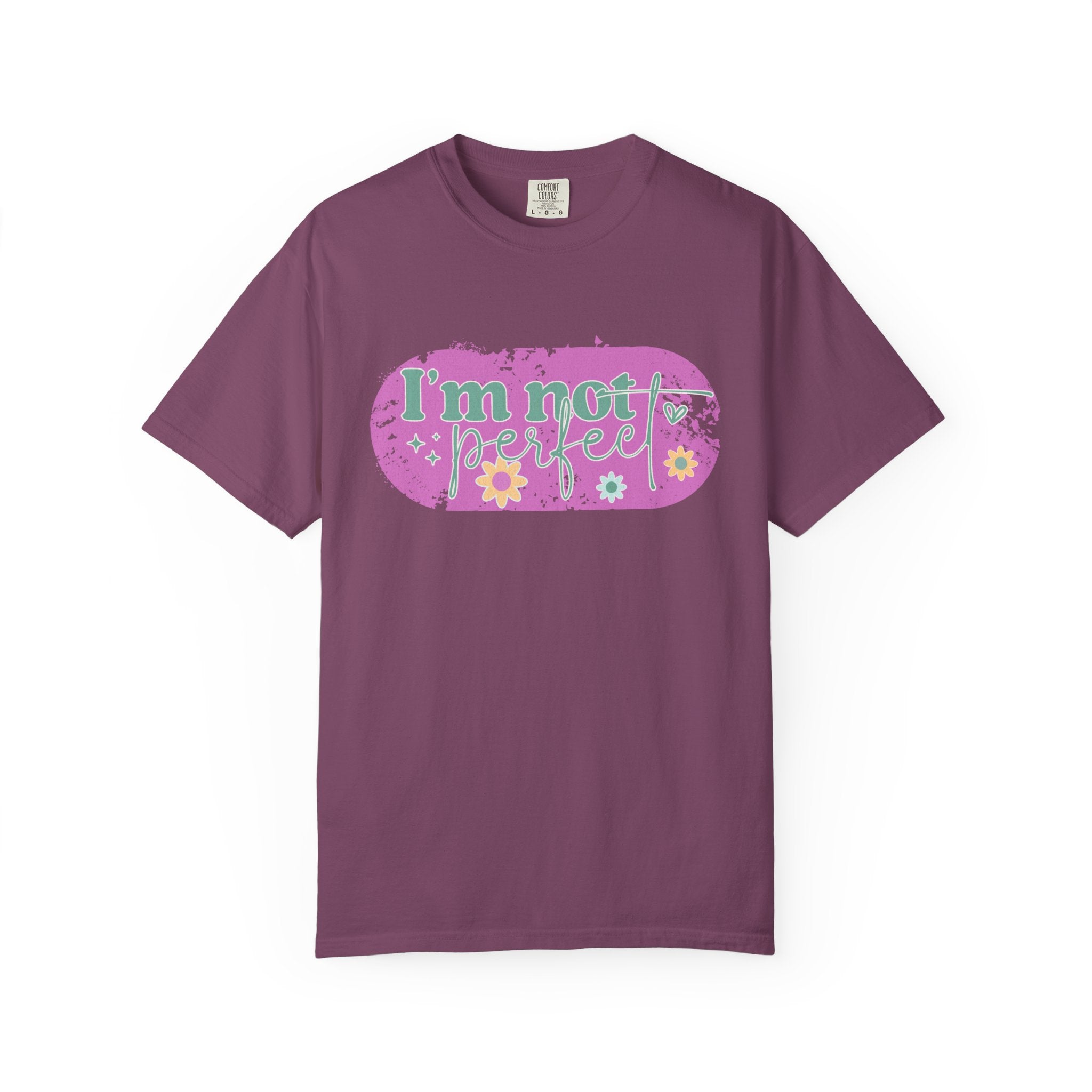 I'm Not Perfect Textured Floral Graphic T-Shirt