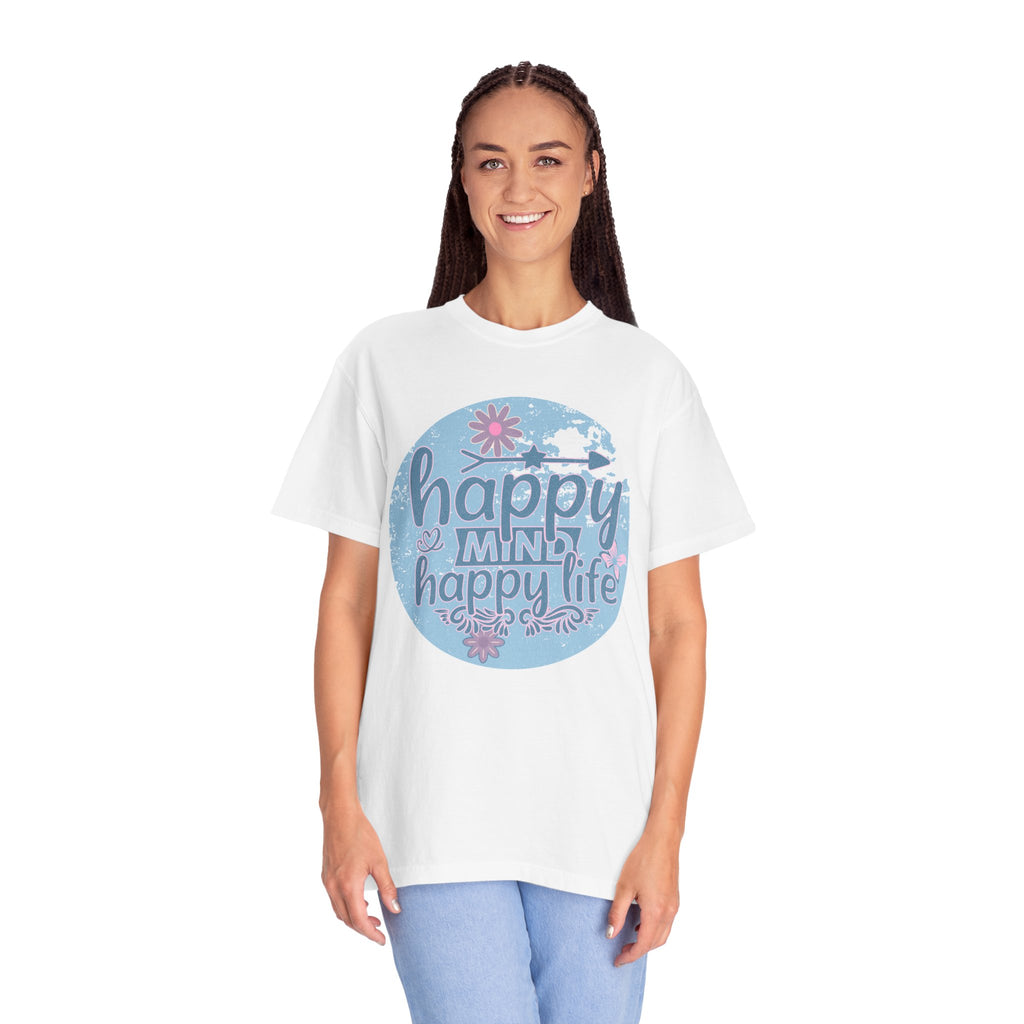 Happy Mind Happy Life Textured T-Shirt