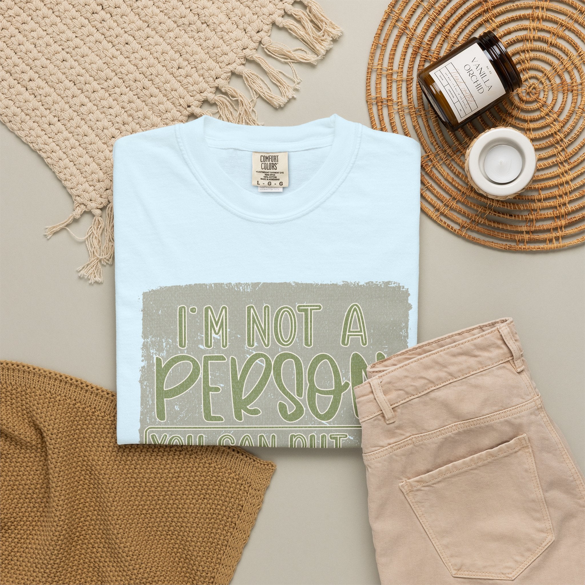Textured Graphic T-Shirt — "I’m Not a Person You Can Put on Speaker Phone" Funny Quote Tee
