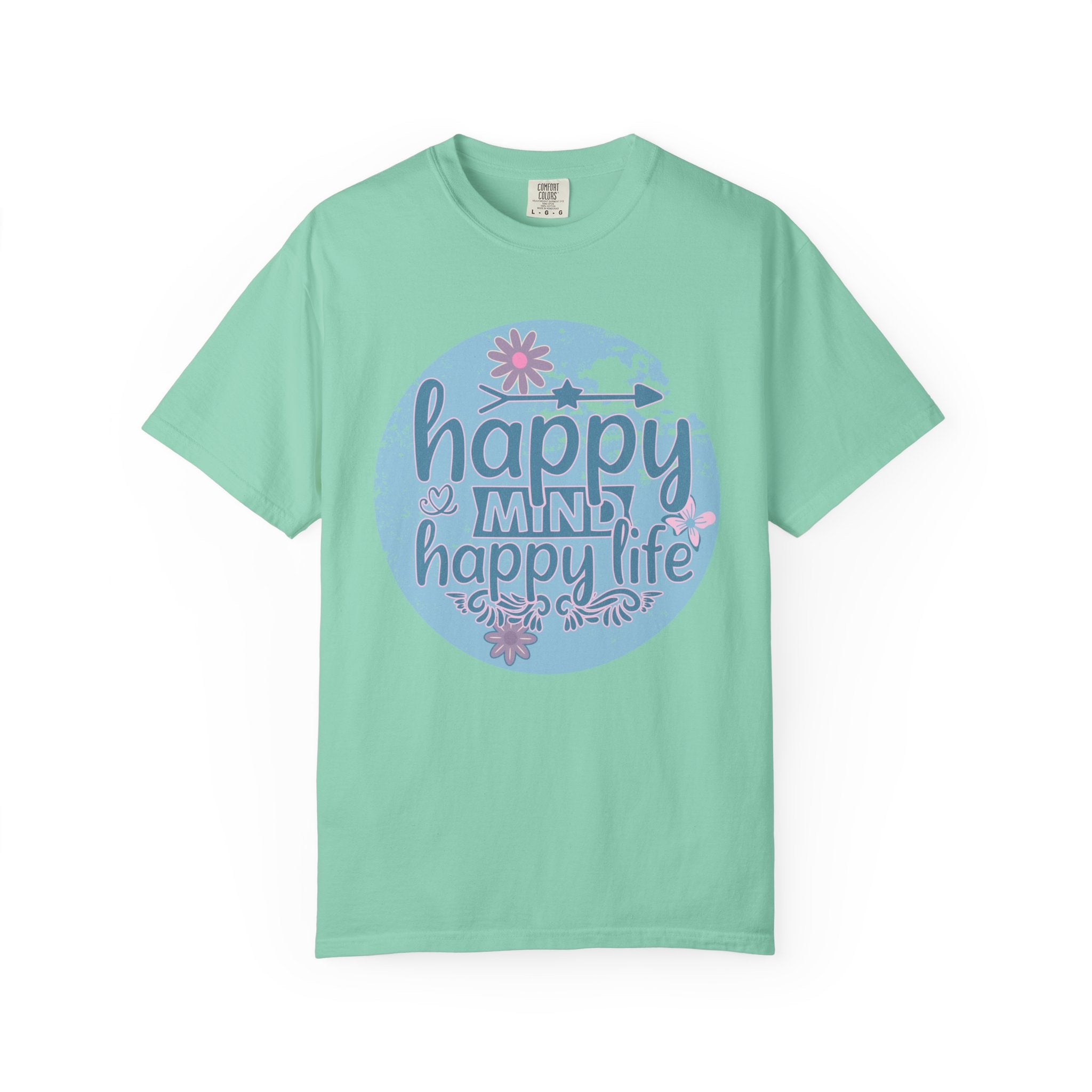 Happy Mind Happy Life Textured T-Shirt