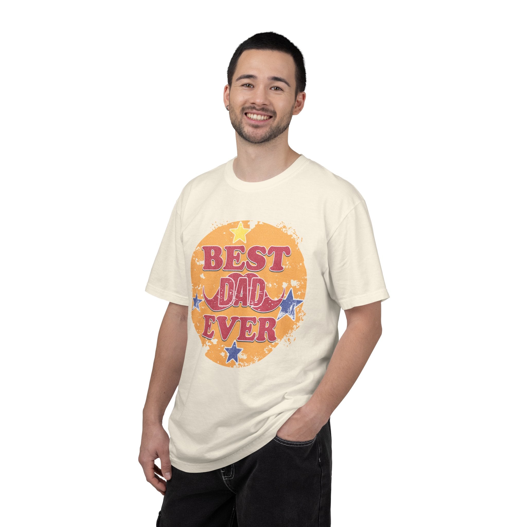 Best Dad Ever Textured T-Shirt — Retro Stars Father's Day Tee
