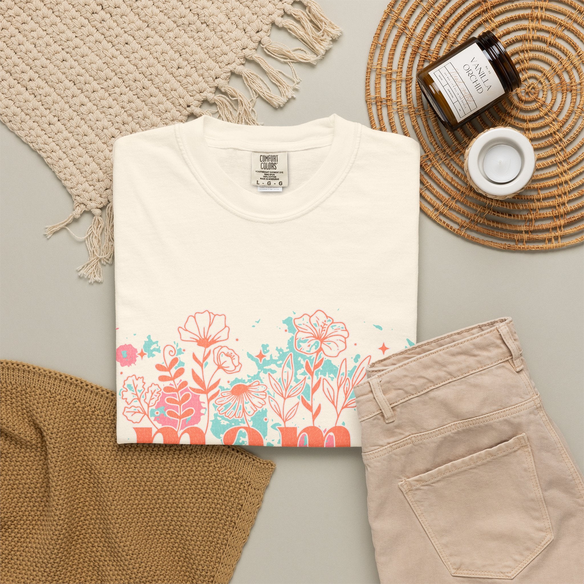 Mama Wildflower Floral Textured Splash Tee