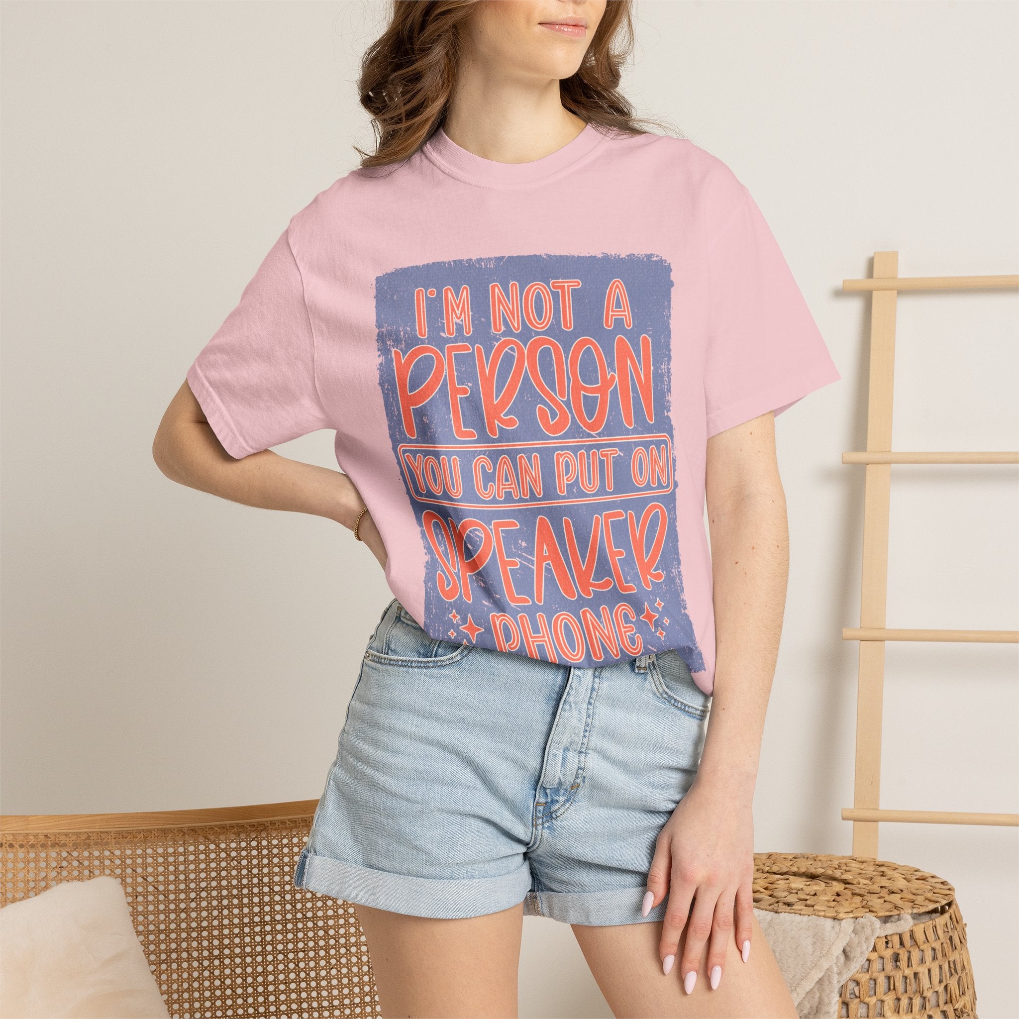 Textured T-Shirt — "I’m Not a Person You Can Put on Speaker Phone" Graphic Tee