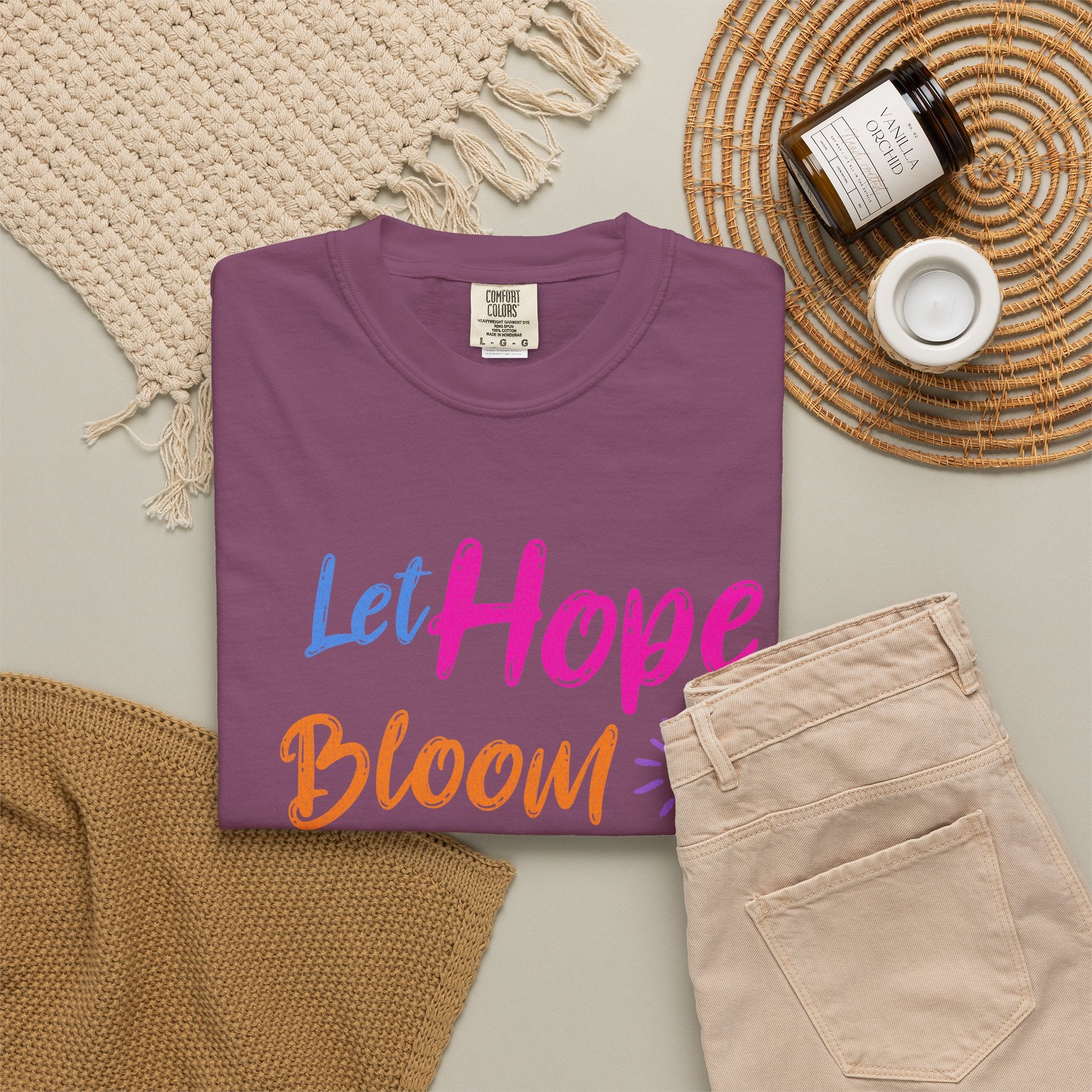Textured Let Hope Bloom Like Wild Flowers T-Shirt