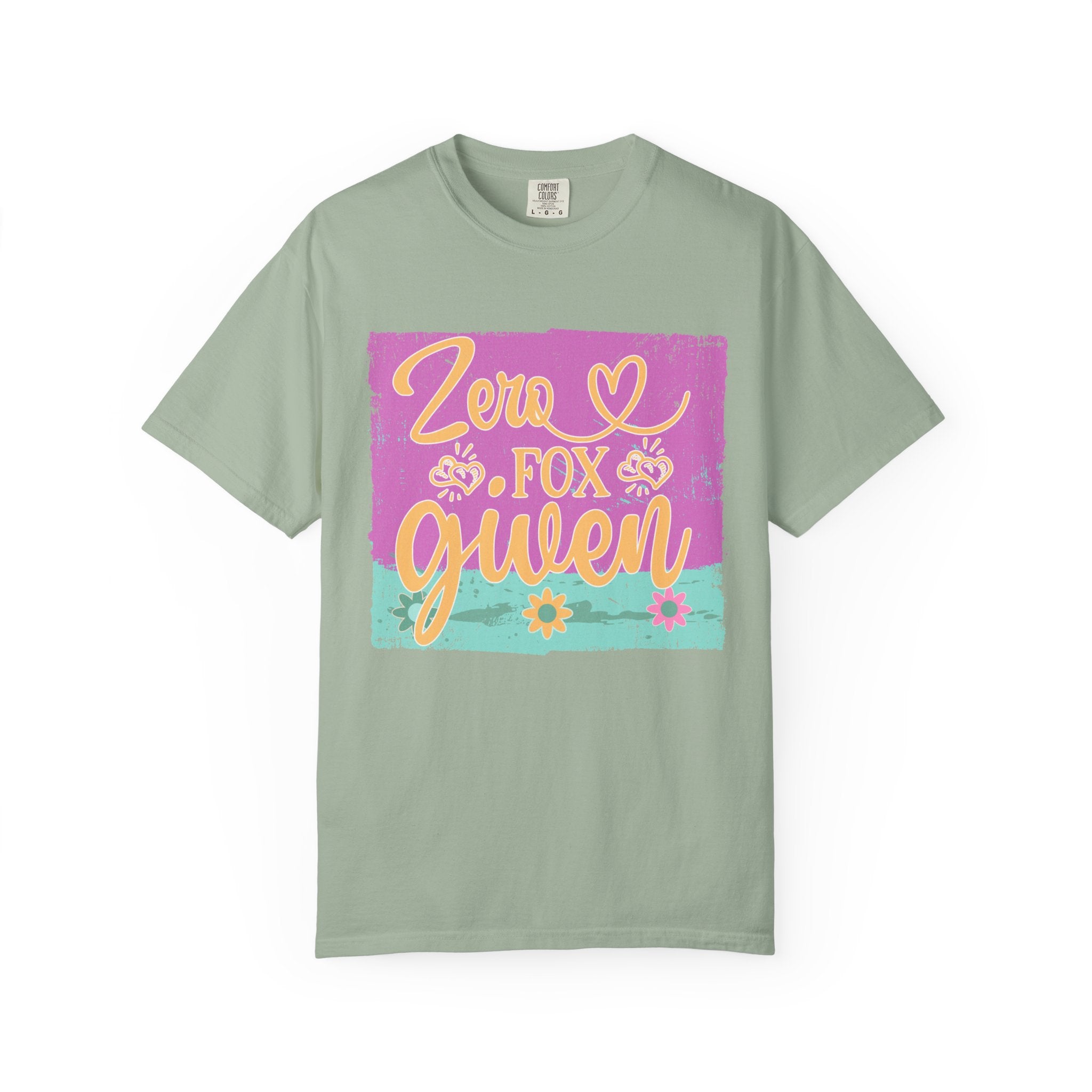 Textured T-Shirt — "Zero Fox Given" Retro Floral Graphic Tee