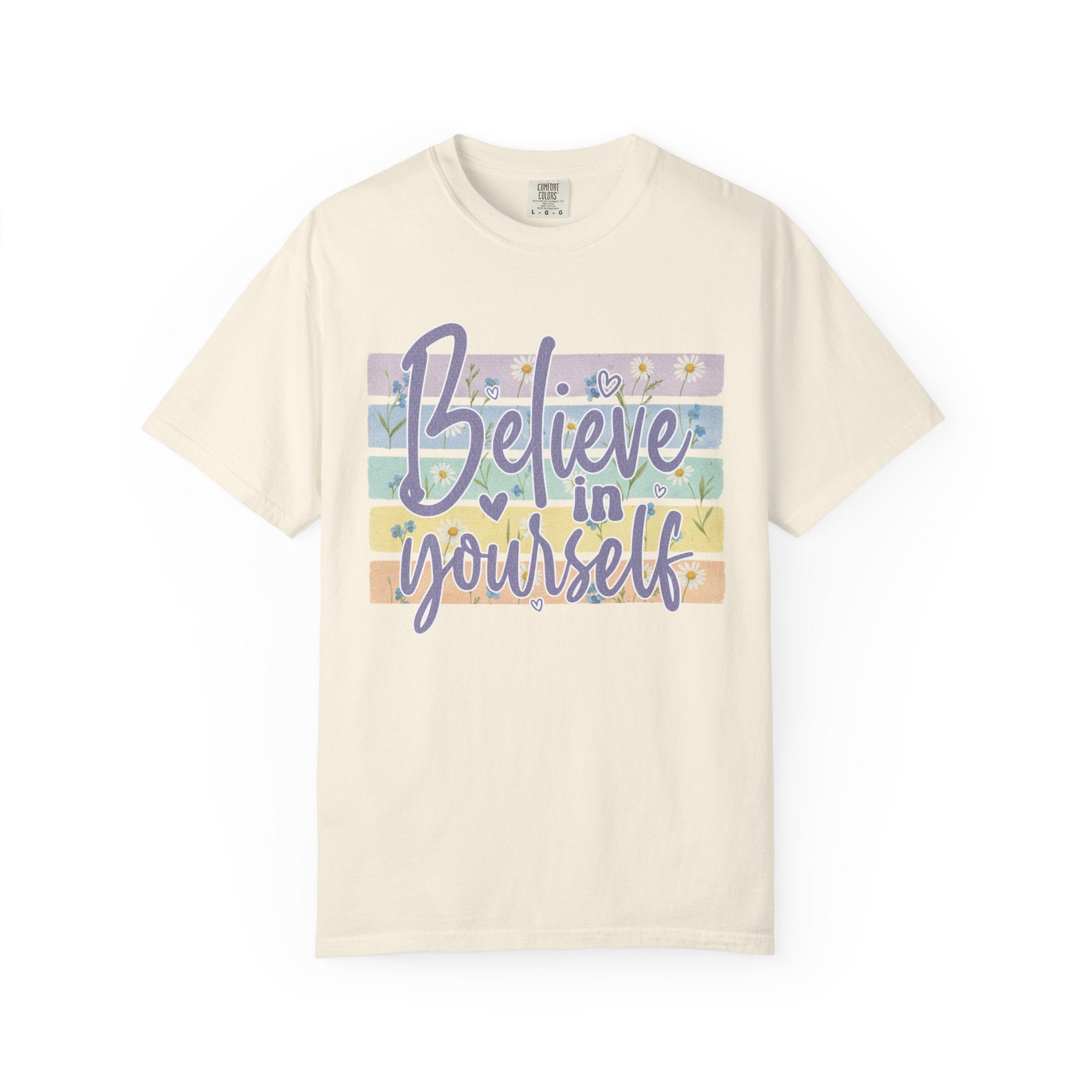 Textured Believe In Yourself T-Shirt — Inspirational Pastel Graphic Tee