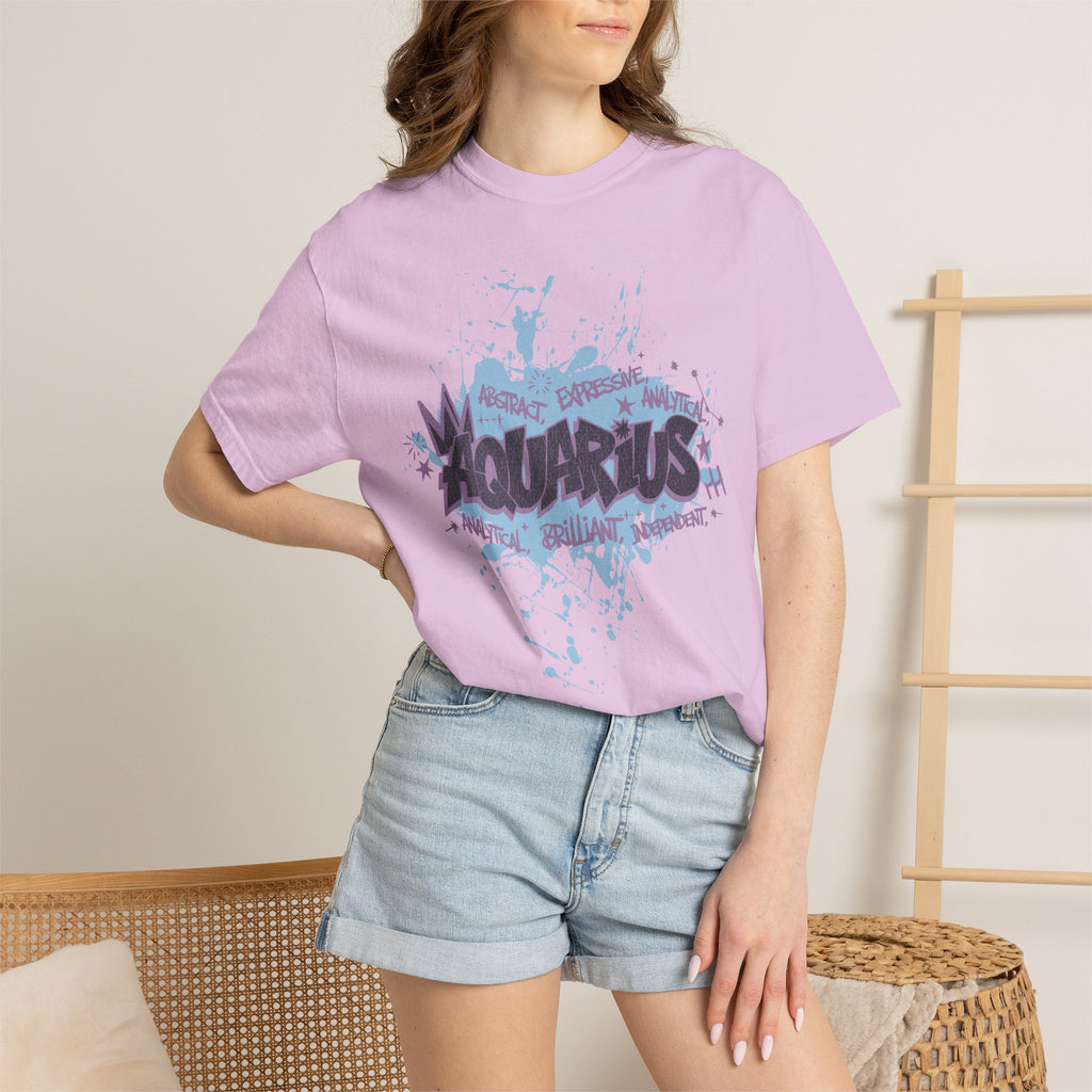 Aquarius Zodiac Textured T-Shirt — Water-Bearer Horoscope Tee