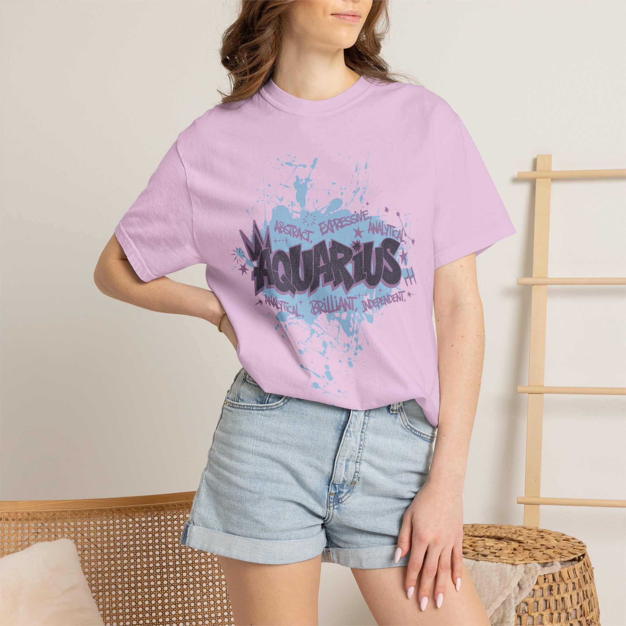 Aquarius Zodiac Textured T-Shirt — Water-Bearer Horoscope Tee