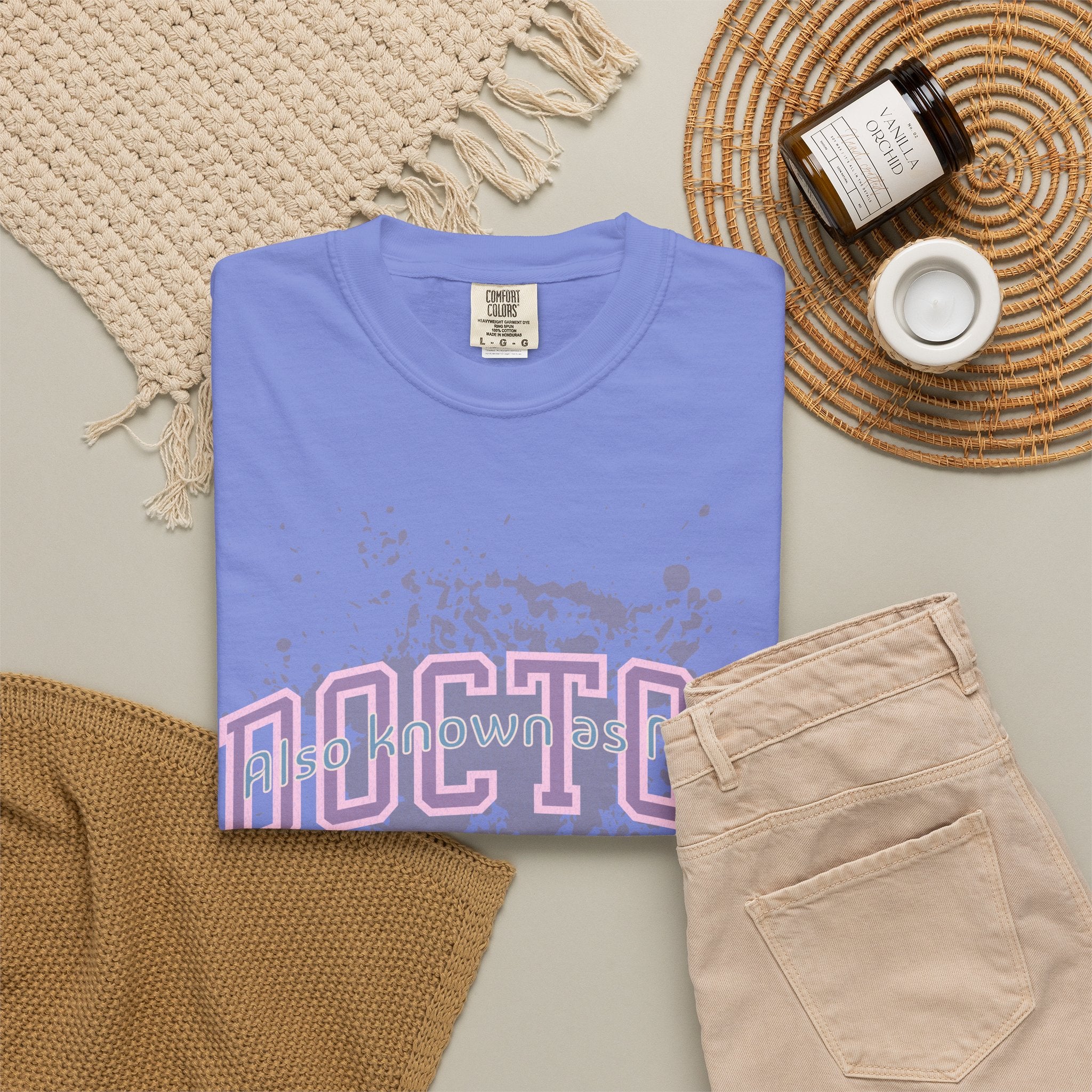 Doctor Also Known As Mom Textured T-Shirt — Retro Pink & Purple Splatter Medical Shirt